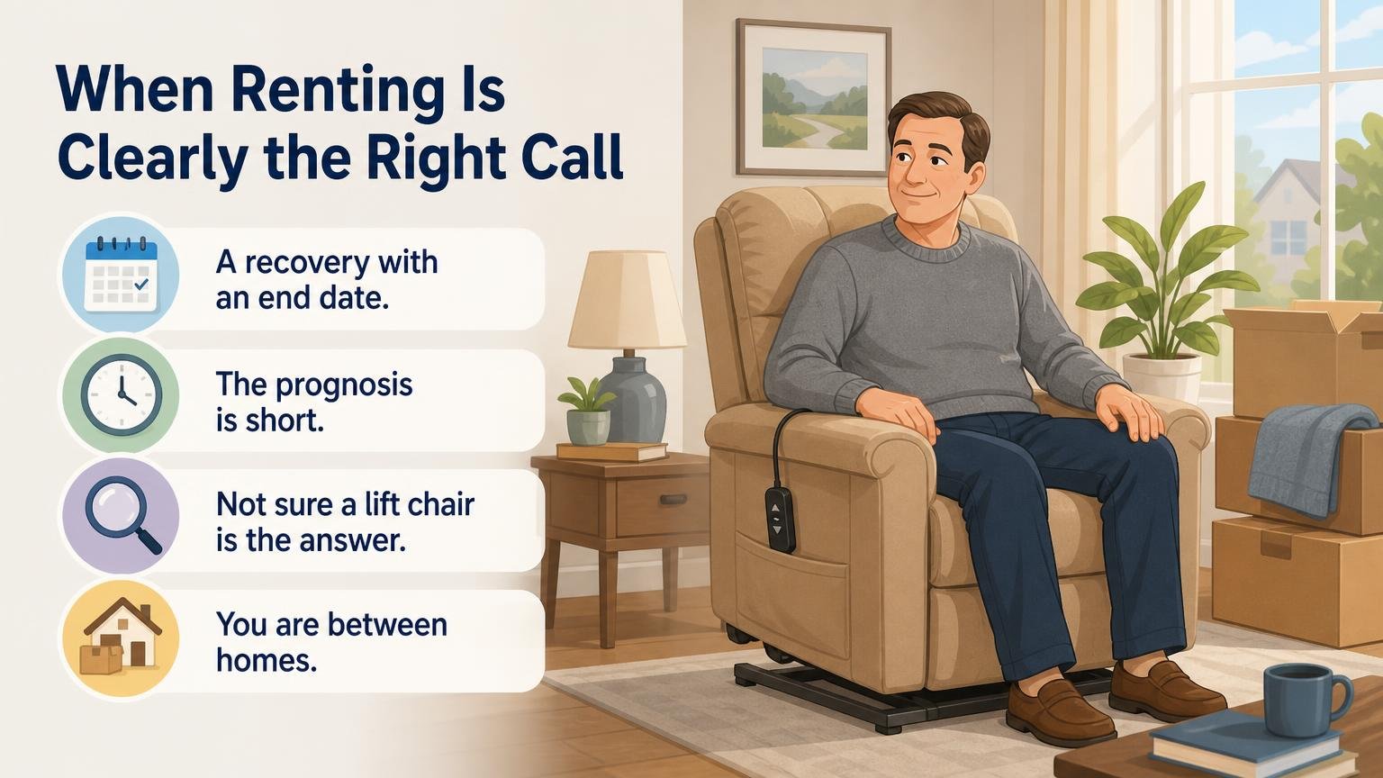 Illustration for Rent a Lift Chair or Buy One? Where the Break-Even Sits: When renting is clearly the right call