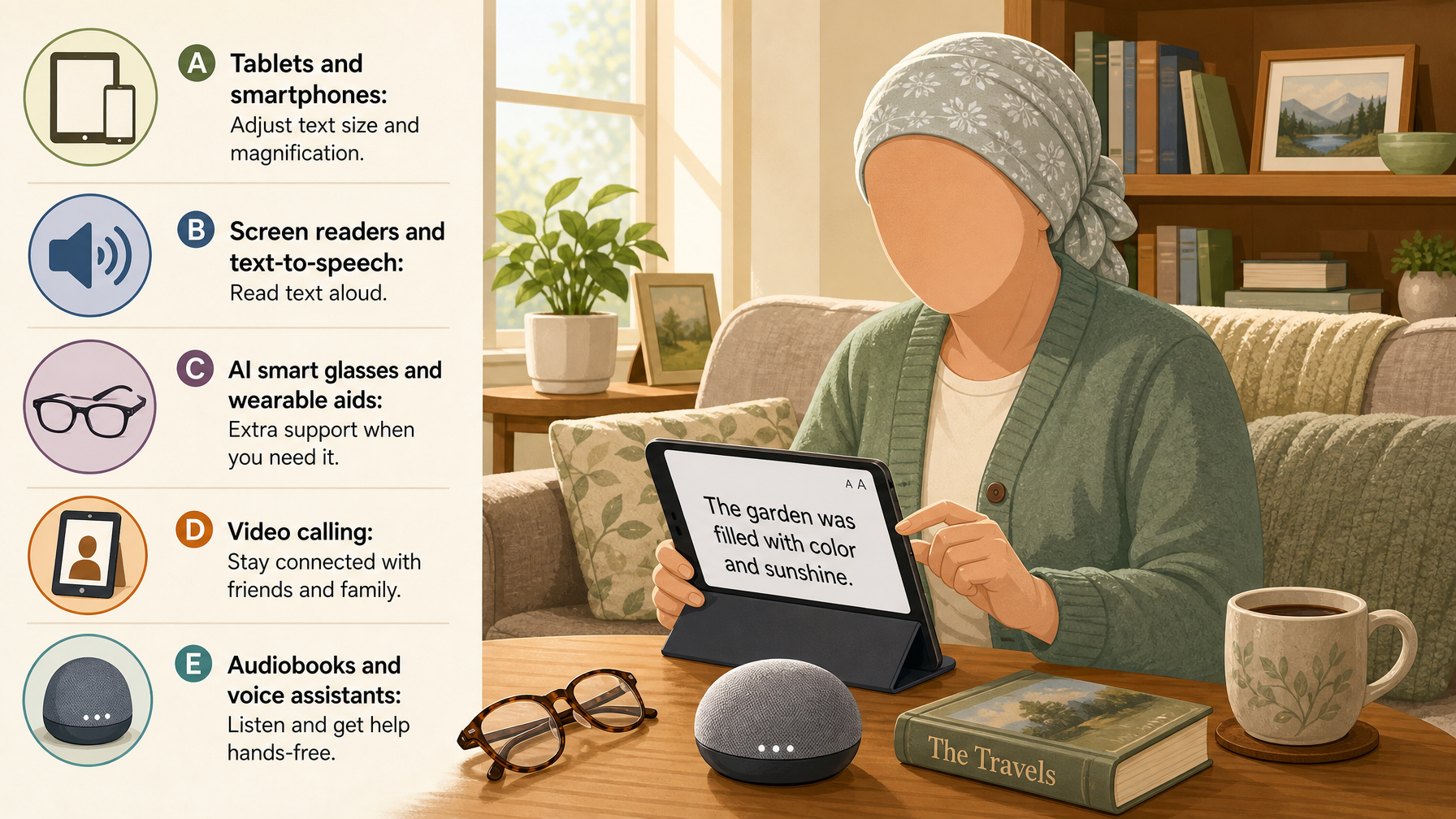 Illustration for Low Vision Aids for Seniors: A Complete Guide: Technology for low vision