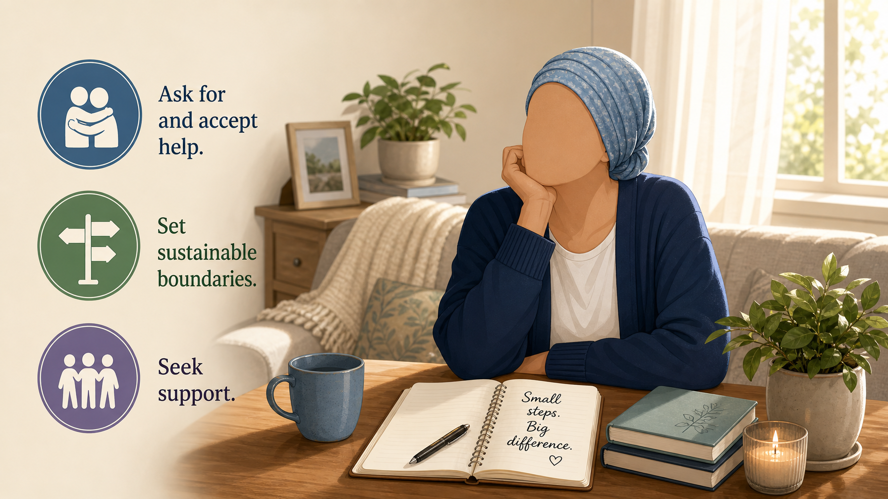 Illustration for Managing Incontinence in Elderly Parents: A Caregiver’s Guide: Looking after yourself