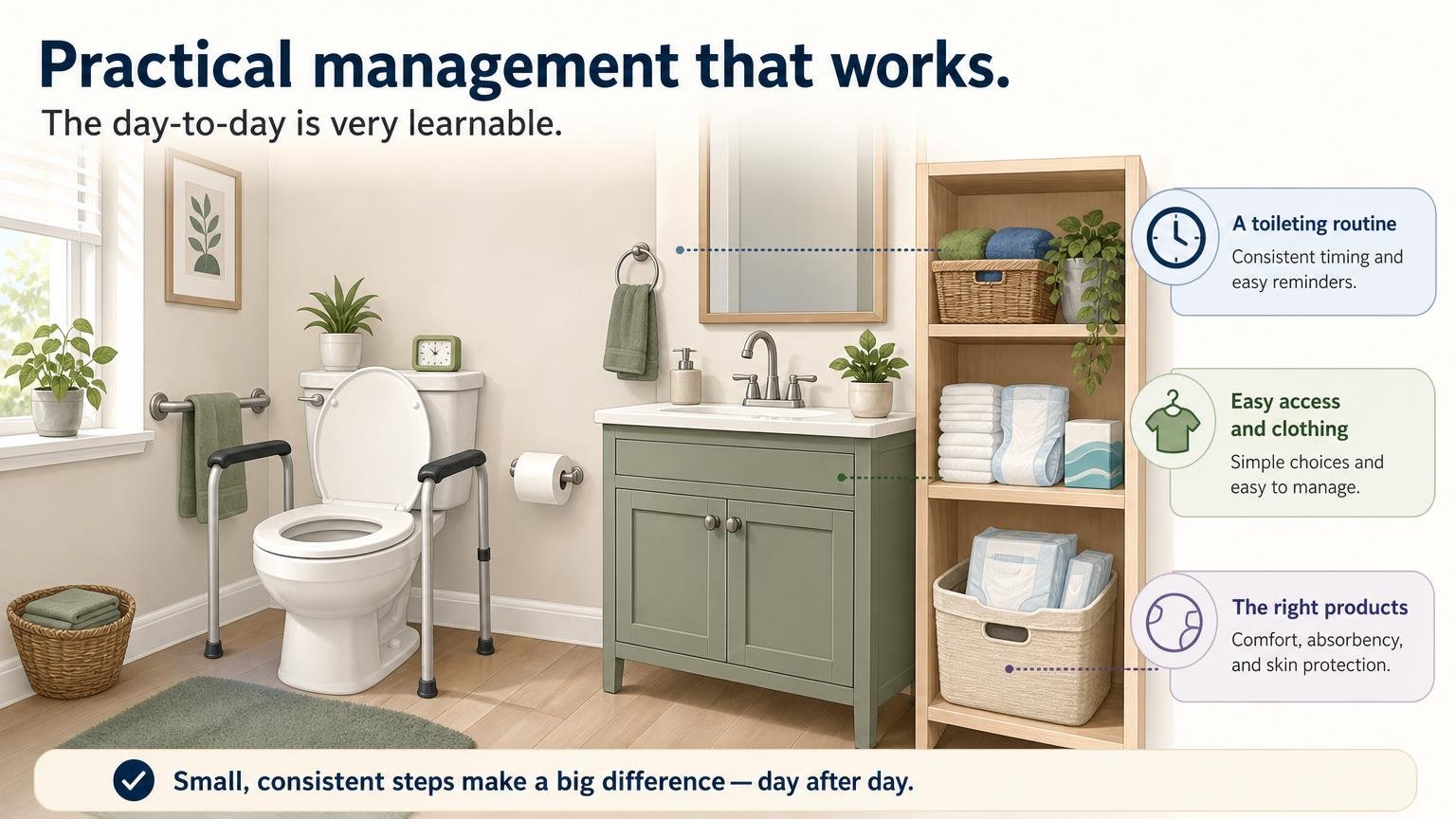 Illustration for Managing Incontinence in Elderly Parents: A Caregiver’s Guide: Practical management that works