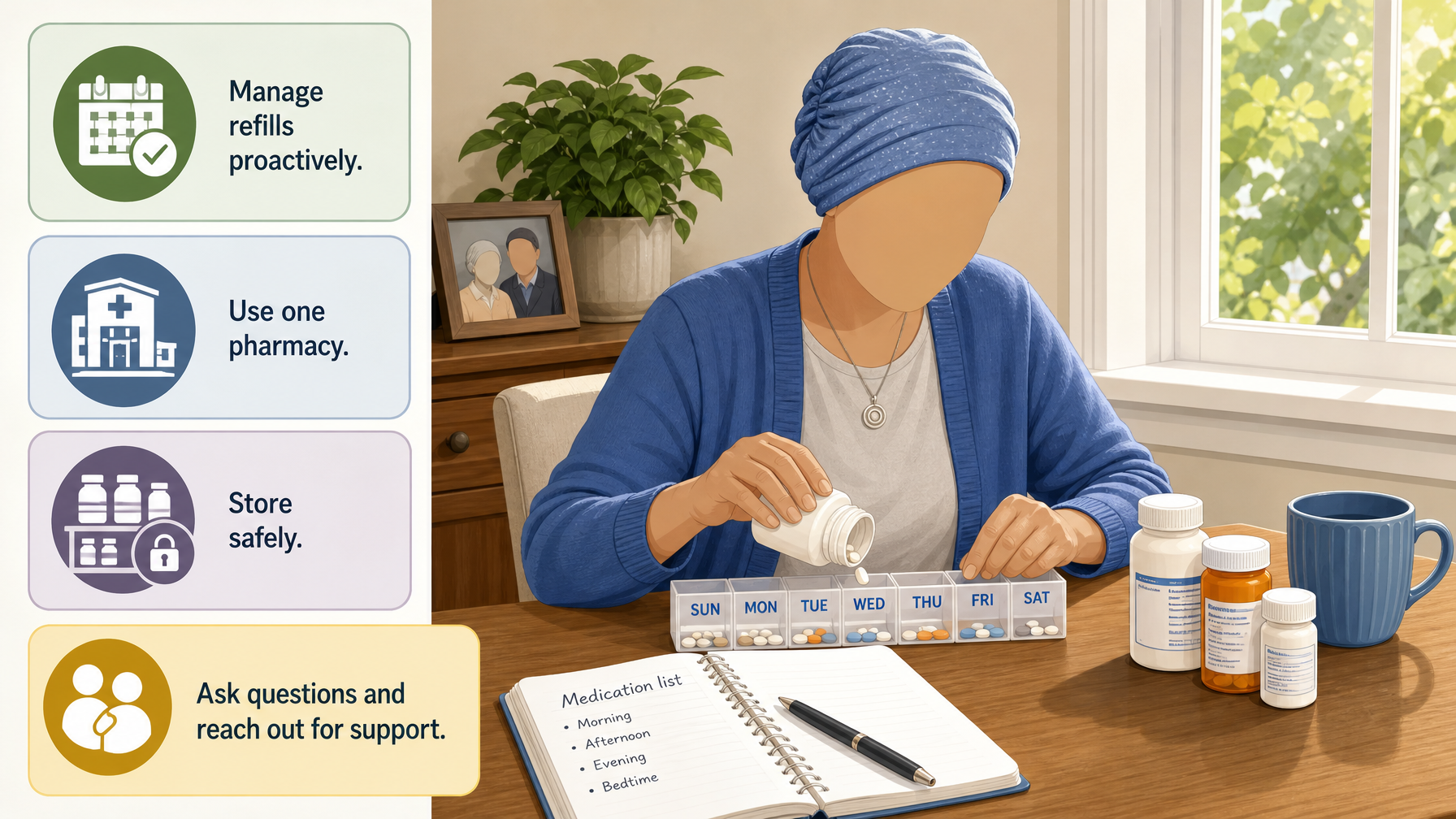 Illustration for Medication Management for Seniors: A Caregiver Guide: Practical tips and support