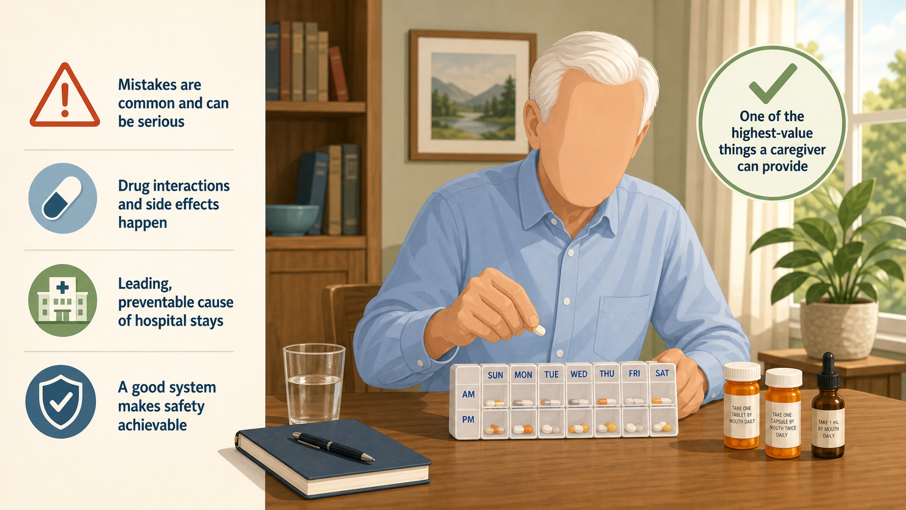 Illustration for Medication Management for Seniors: A Caregiver Guide: Why medication management matters so much