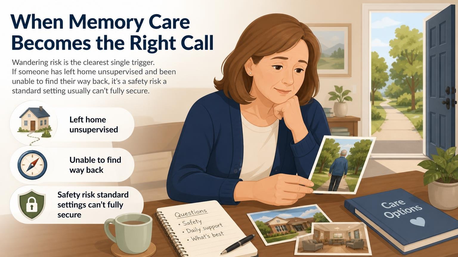 Illustration for Memory Care for Seniors: What It Is, What It Costs, When It’s Time: When memory care becomes the right call