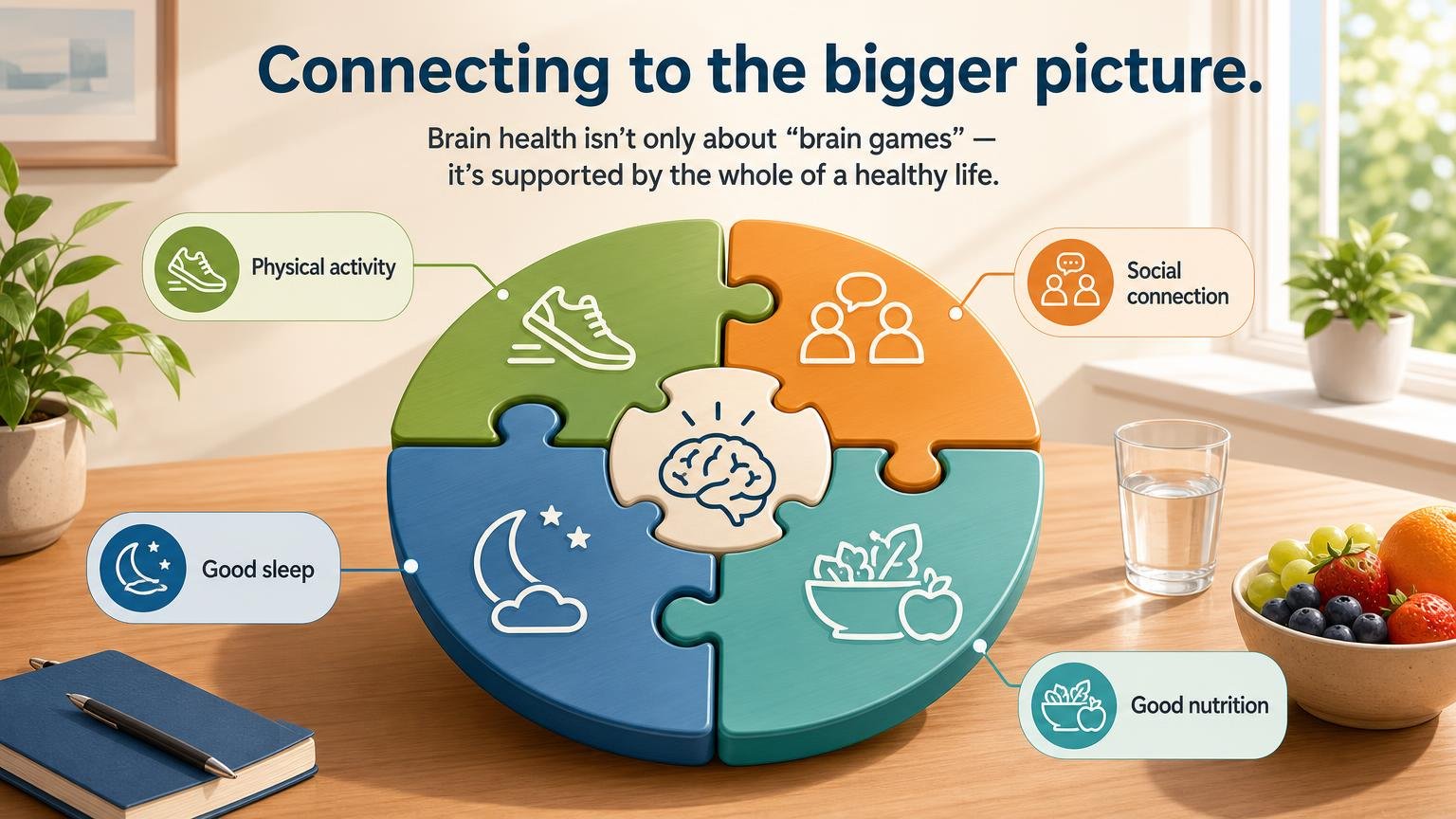 Illustration for Mental Activities for Seniors: Brain Health and Daily Joy: Connecting to the bigger picture