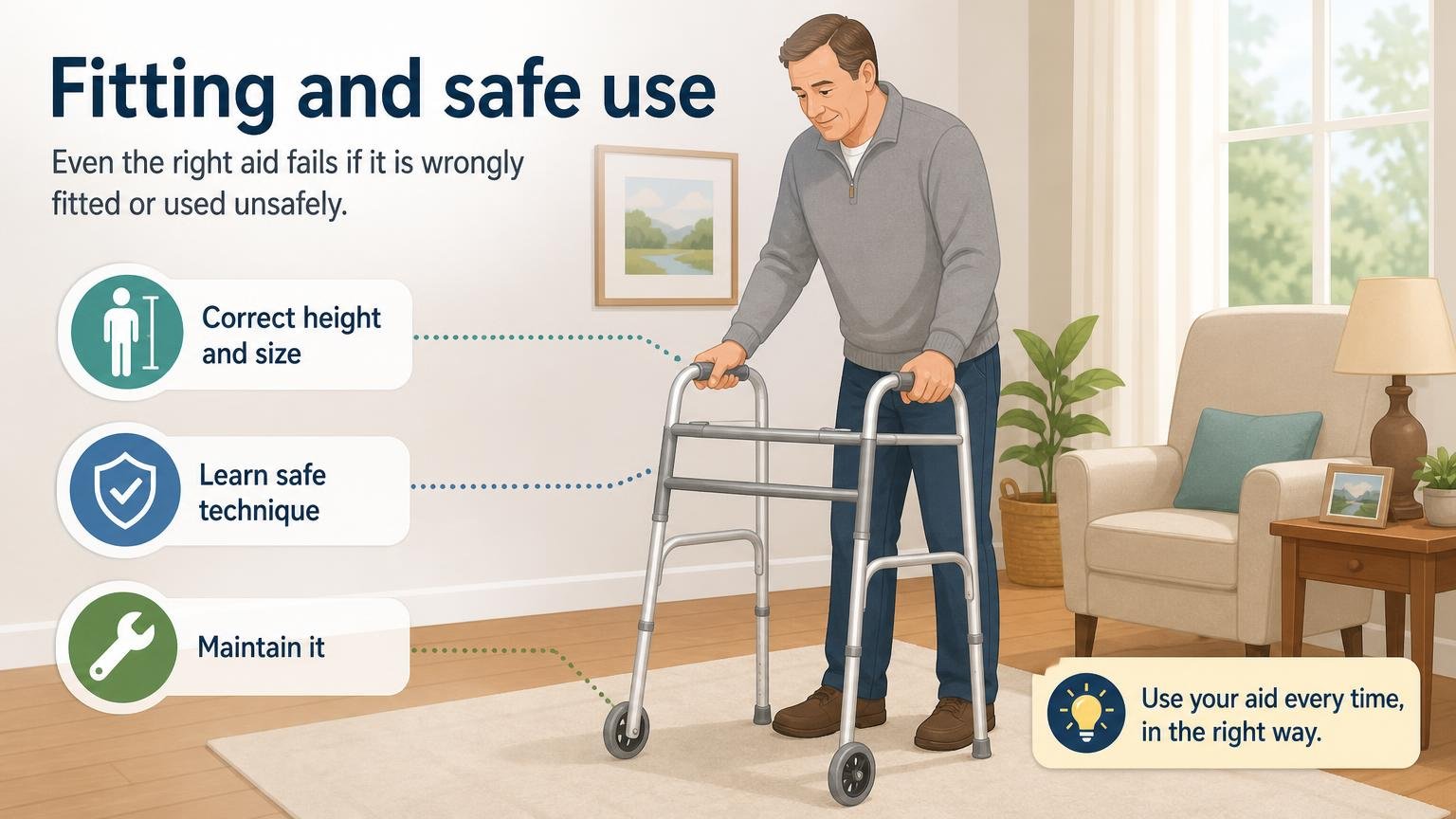 Illustration for Mobility Aids for Seniors: A Complete Guide: Fitting and safe use