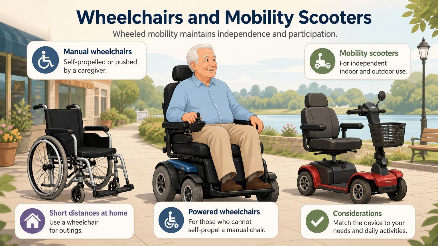 Illustration for Mobility Aids for Seniors: A Complete Guide: Wheelchairs and mobility scooters