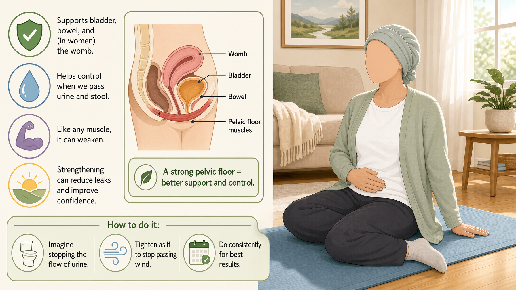 Illustration for Pelvic Floor Exercises for Seniors: A Simple Guide: What pelvic floor exercises do