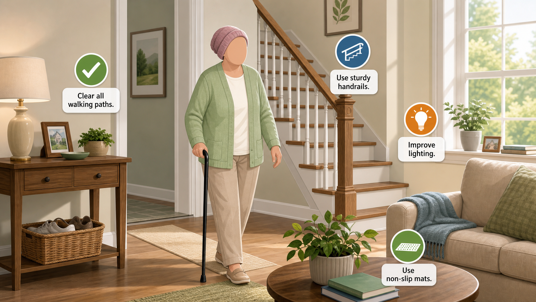 Illustration for Post-Surgery Home Setup Guide (Hip & Knee Recovery): Fall-proof the whole home