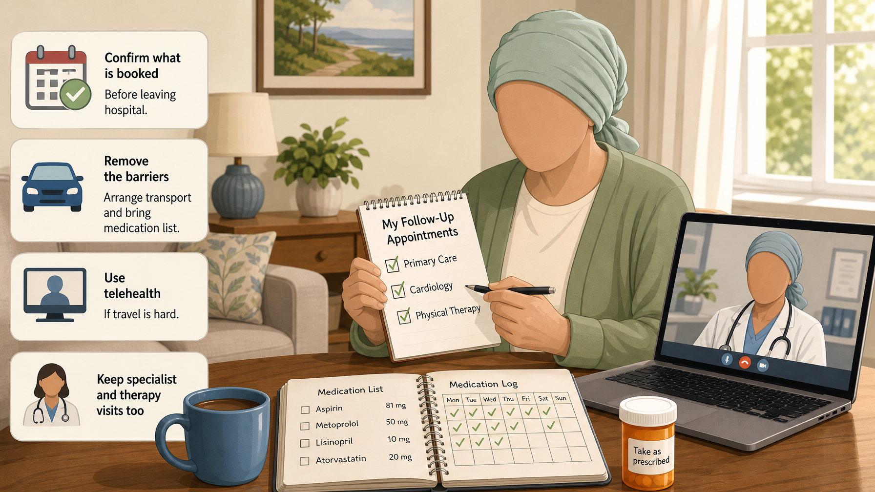 Illustration for How to Prevent Hospital Readmission for an Elderly Parent: Cause 2: Missed follow-up appointments