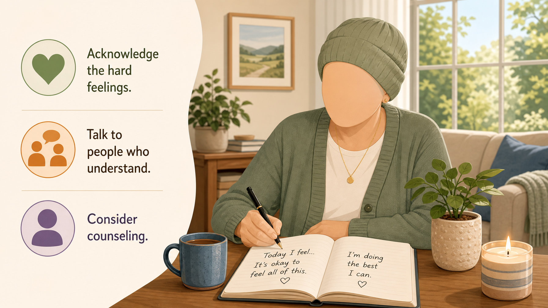 Illustration for Preventing Caregiver Burnout: Protecting Yourself While You Care: Tend to the emotional load