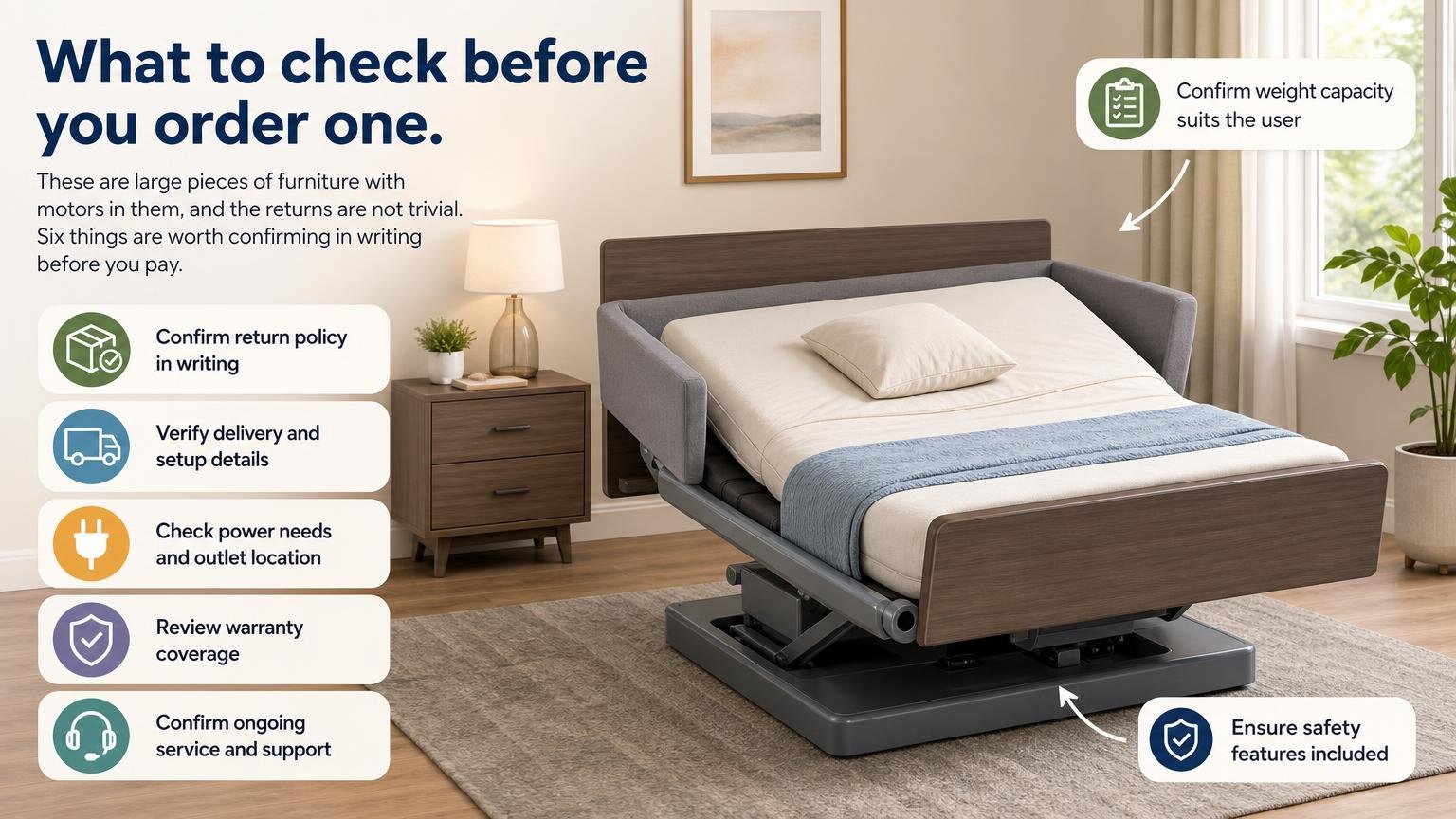 Illustration for Rotating Beds for Seniors: What They Do, Who They Suit, and What They Cost: What to check before you order one