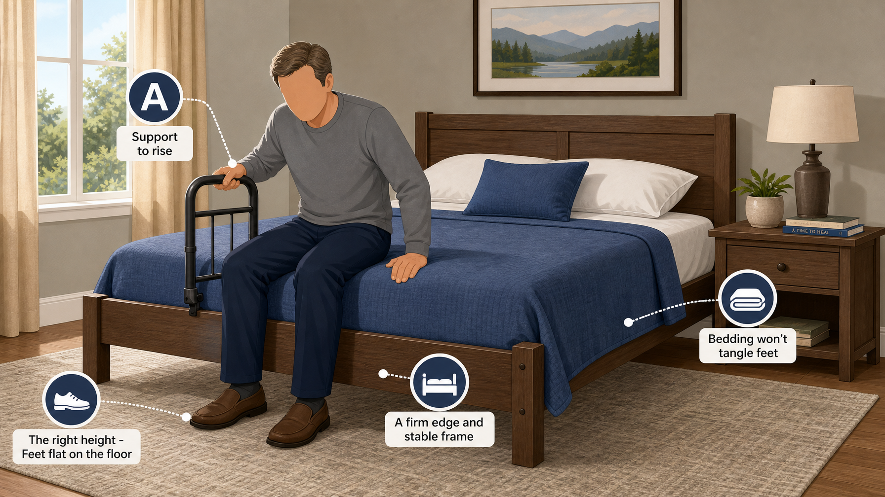 Illustration for Safe Bedroom Setup for Seniors: Get the bed right