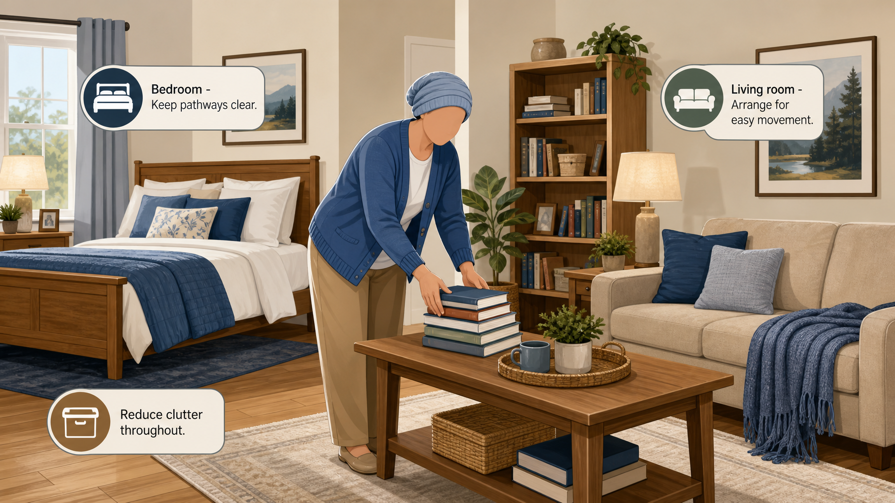 Illustration for Senior Home Safety: A Complete Caregiver Guide: Bedroom and living areas