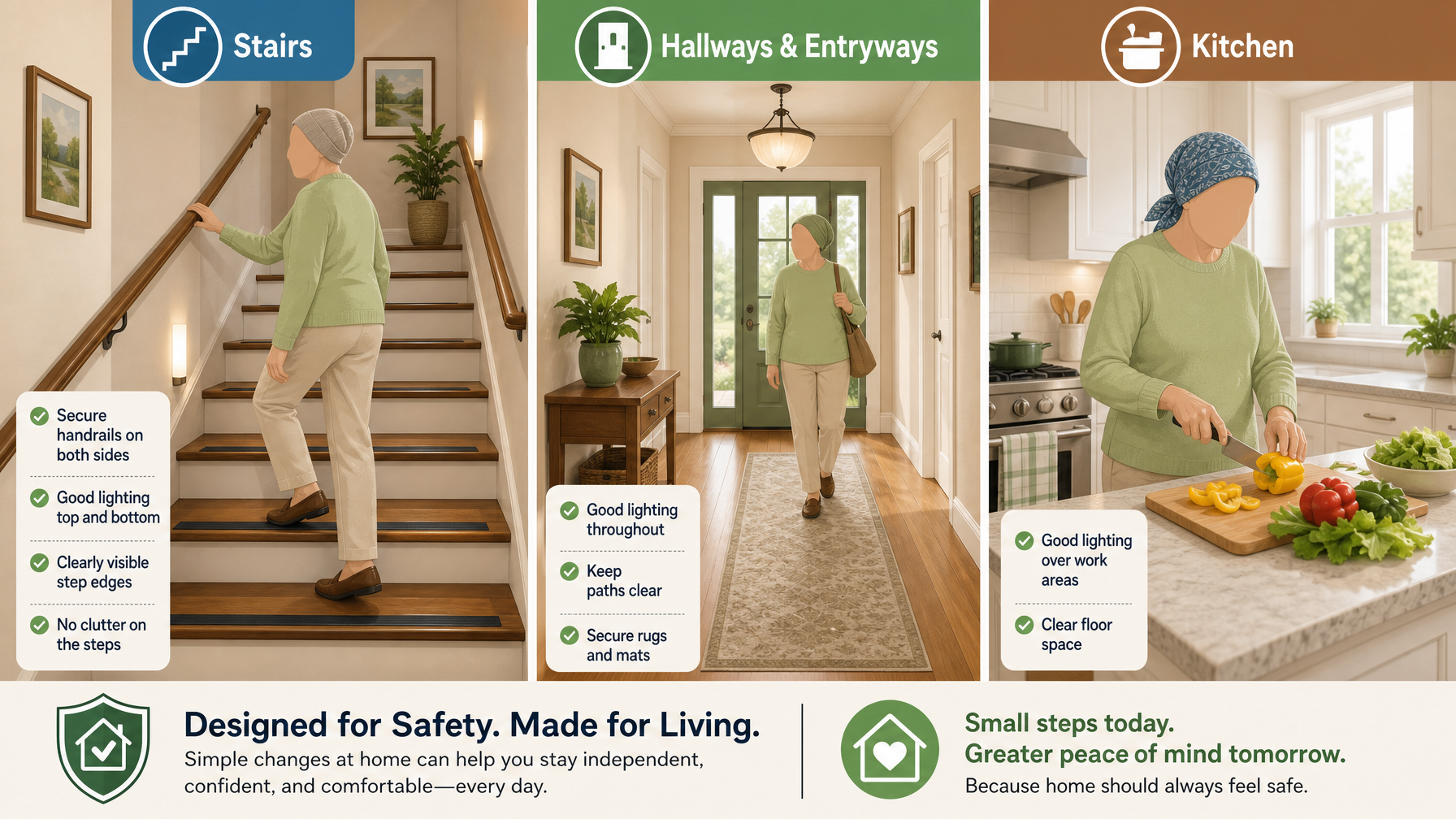 Illustration for Senior Home Safety: A Complete Caregiver Guide: Stairs, hallways, and the kitchen