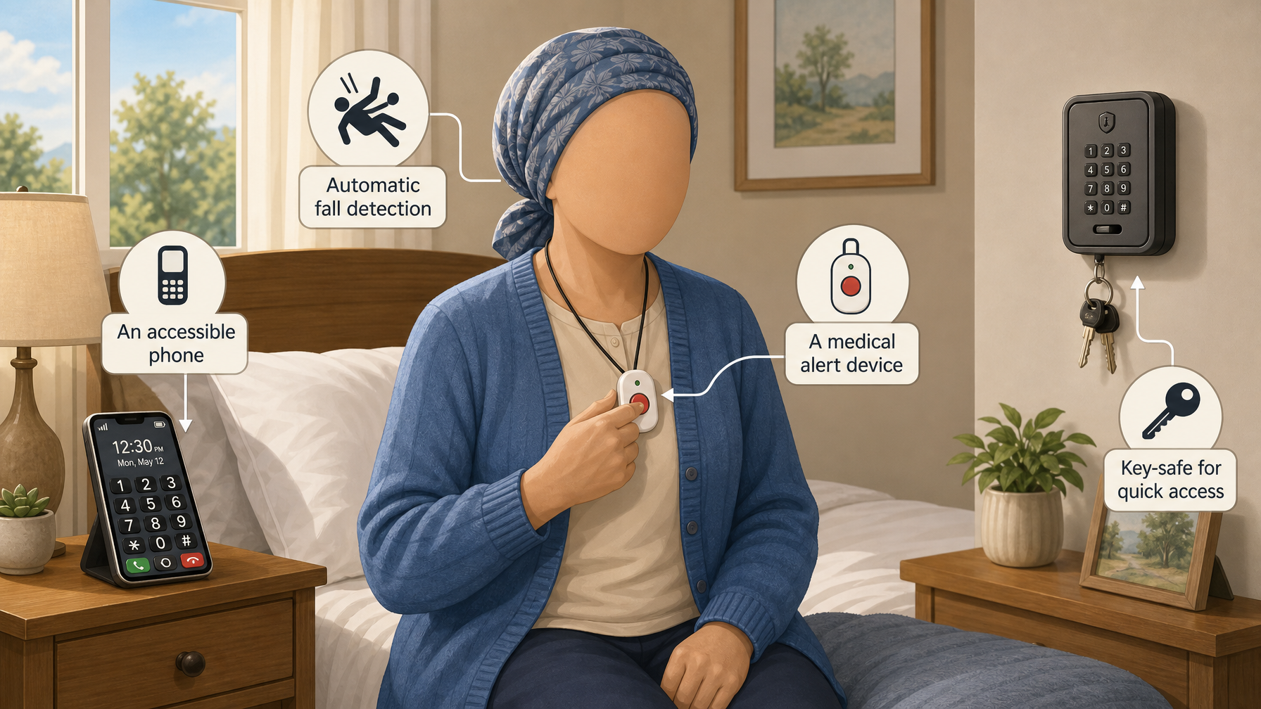 Illustration for Seniors Living Alone: A Safety Guide for Families: A fast way to get help (the top priority)