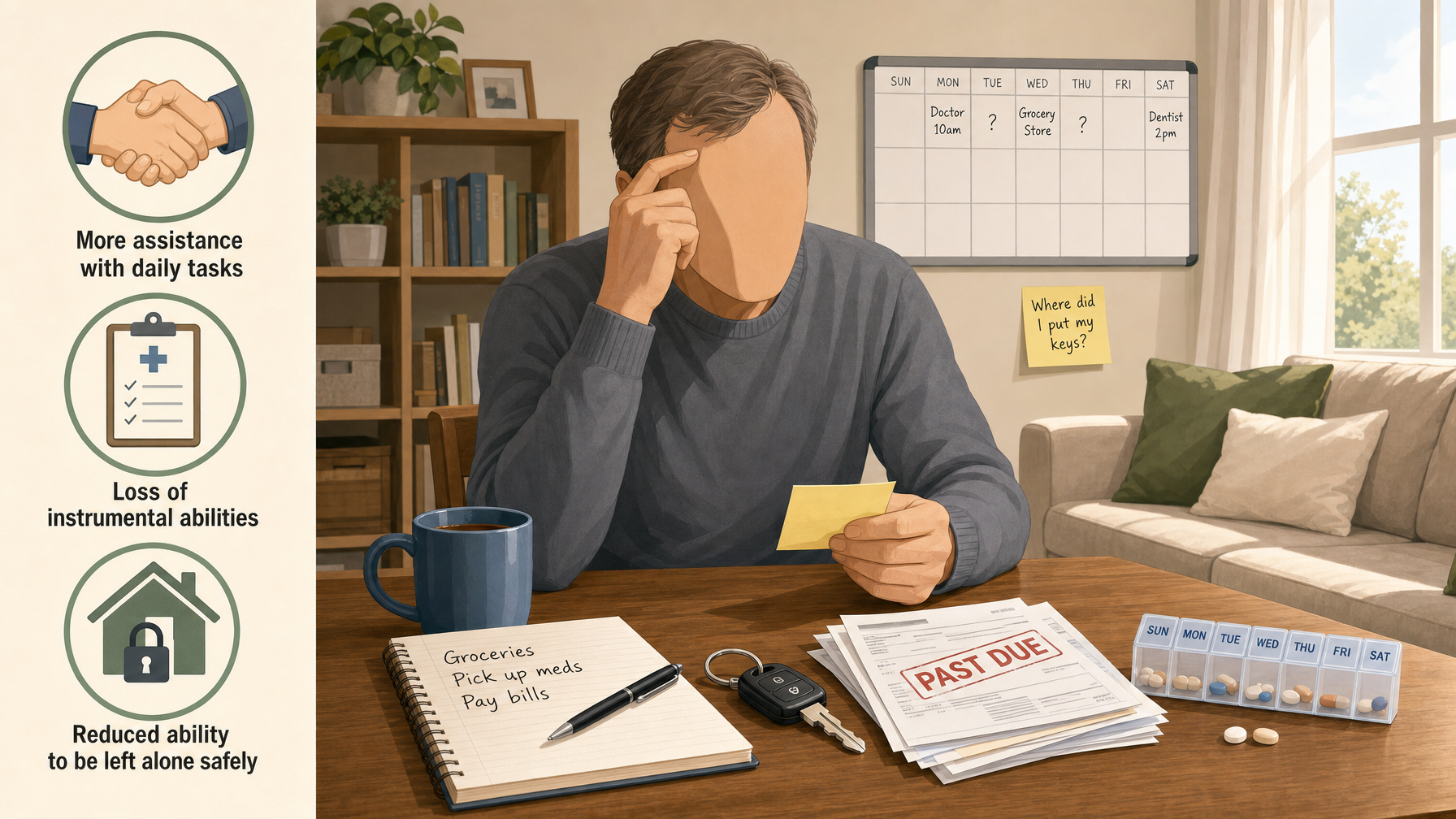 Illustration for Signs Dementia Is Getting Worse: Daily function and independence