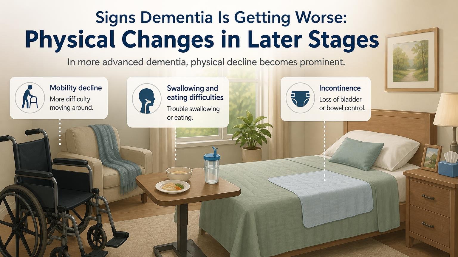 Illustration for Signs Dementia Is Getting Worse: Physical changes in later stages