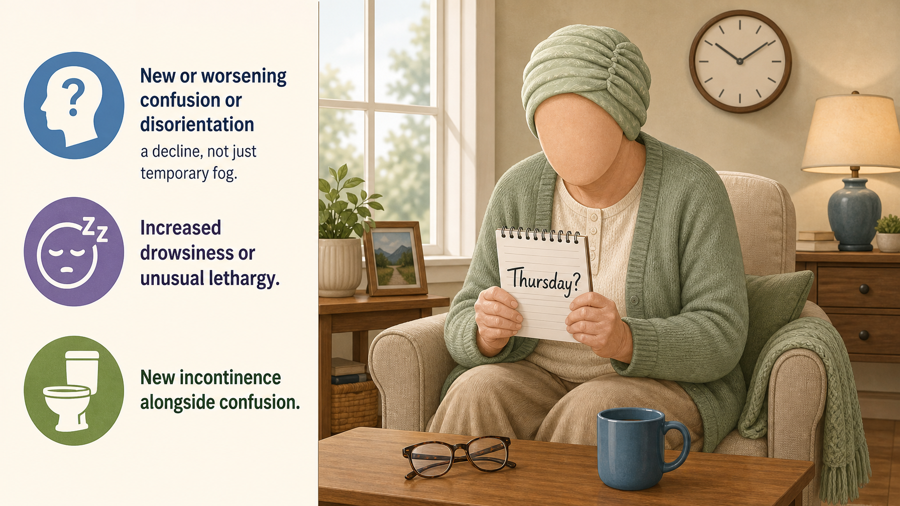 Illustration for Signs an Elderly Parent Is Not Recovering Properly: Sign 2: Confusion and mental changes