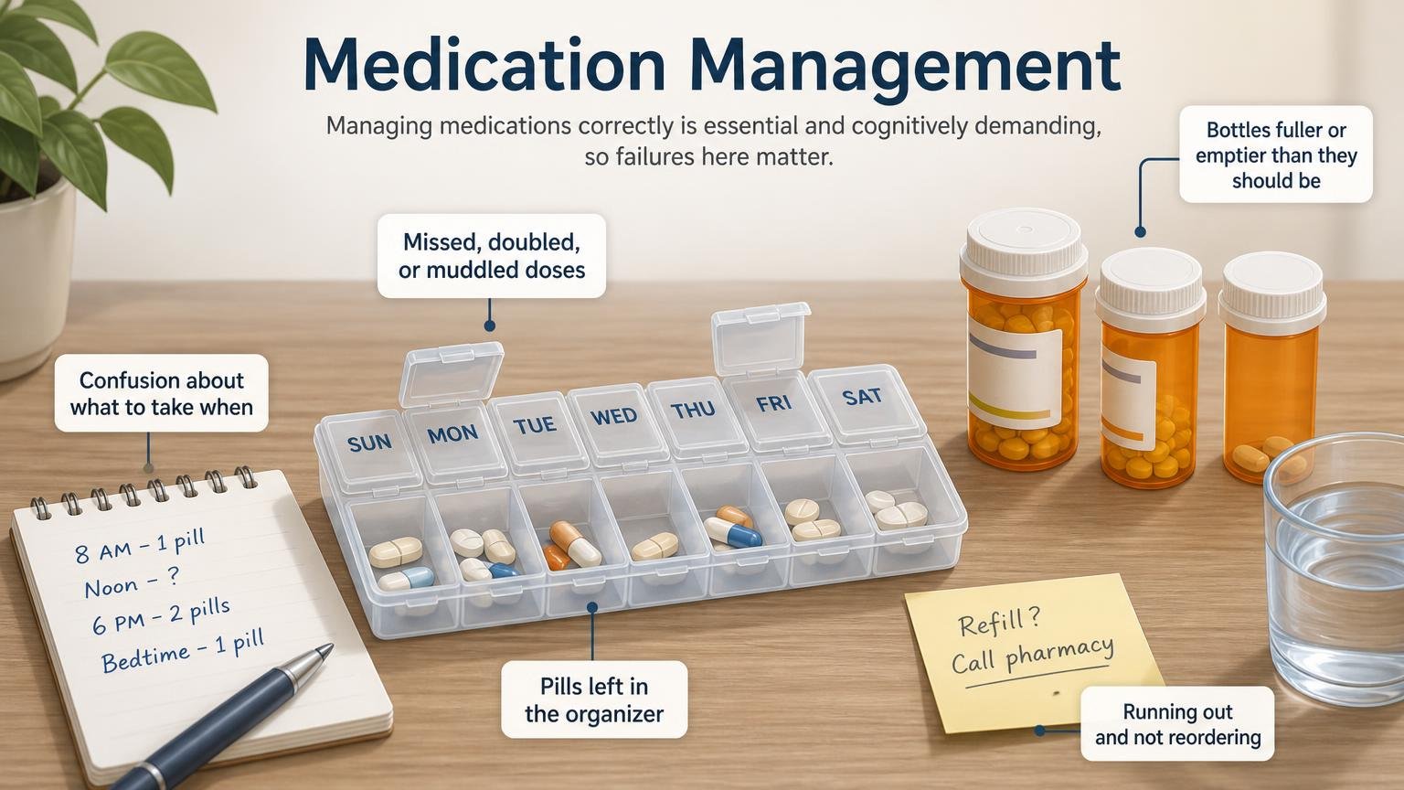 Illustration for Signs an Elderly Parent Should Not Live Alone: Medication management