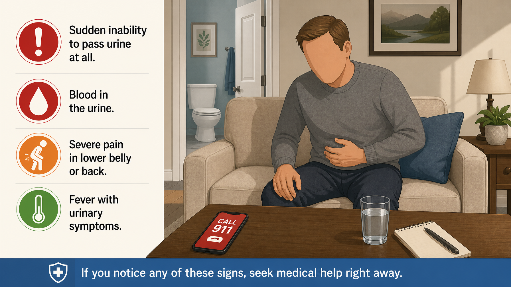 Illustration for Signs Incontinence Is Getting Worse in Seniors: Emergency signs