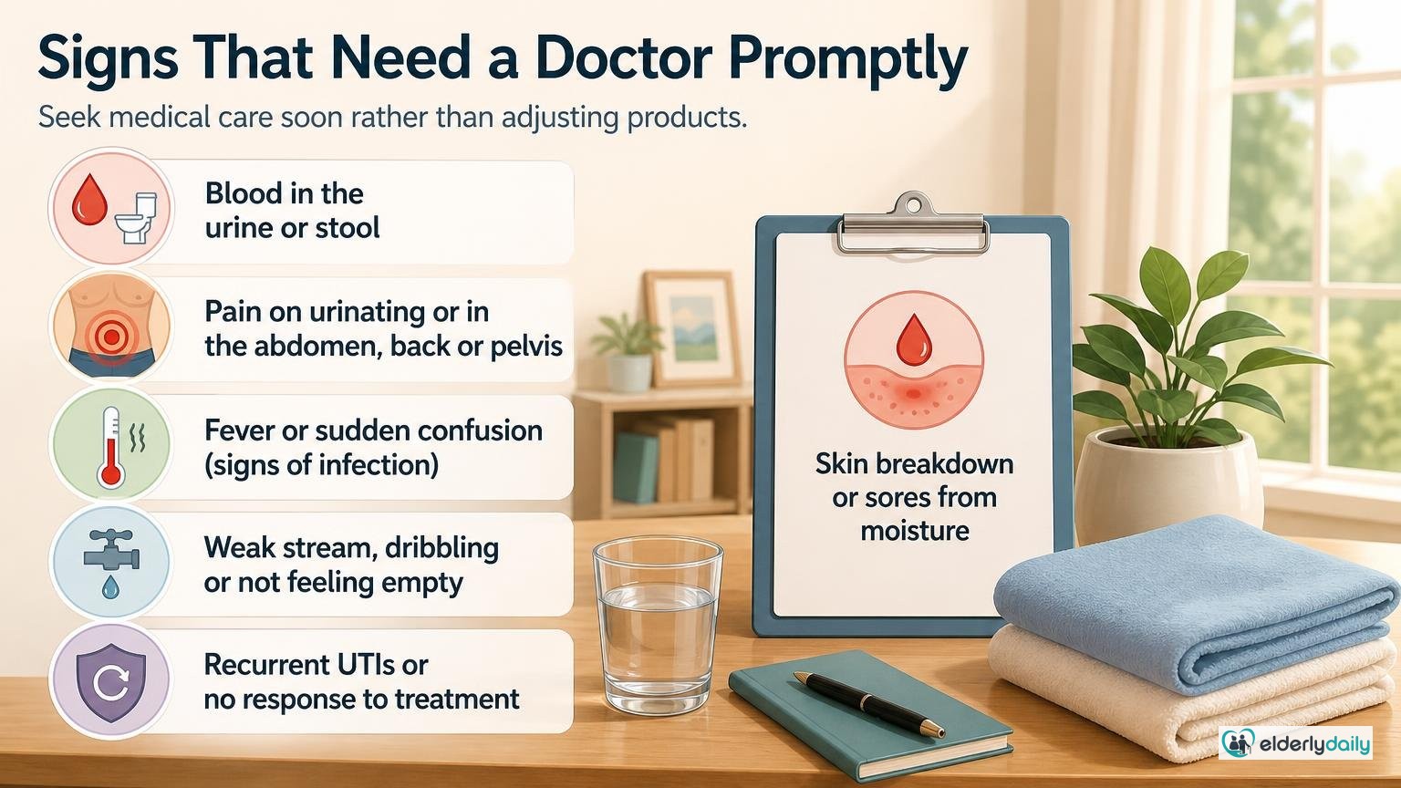 Illustration for Signs Incontinence Is Getting Worse in Seniors: Signs that need a doctor promptly