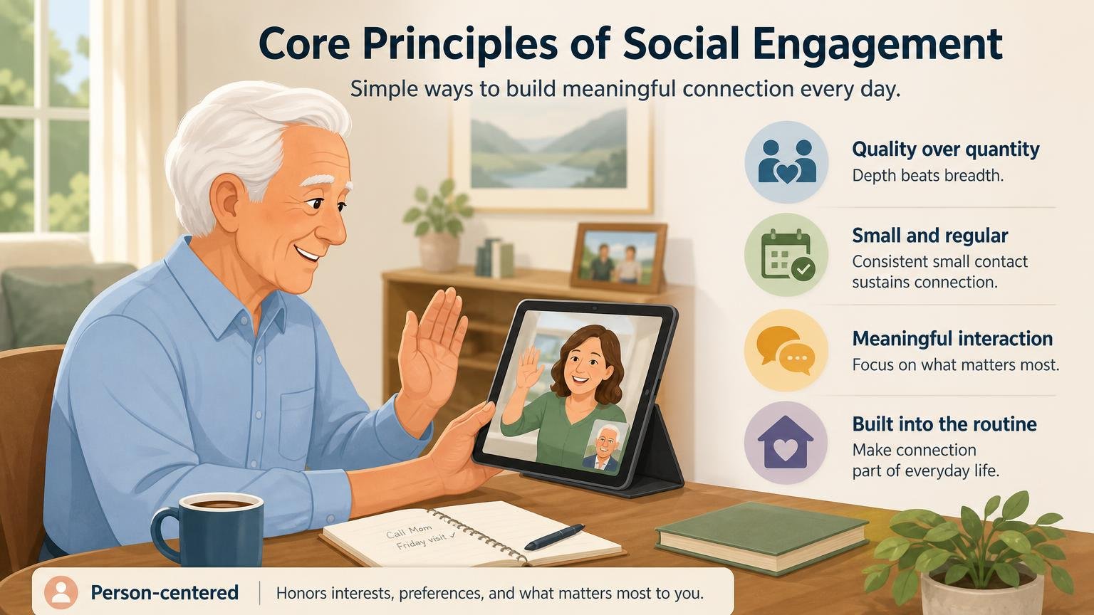 Illustration for Social Activities for Seniors: Staying Connected: Core principles of social engagement