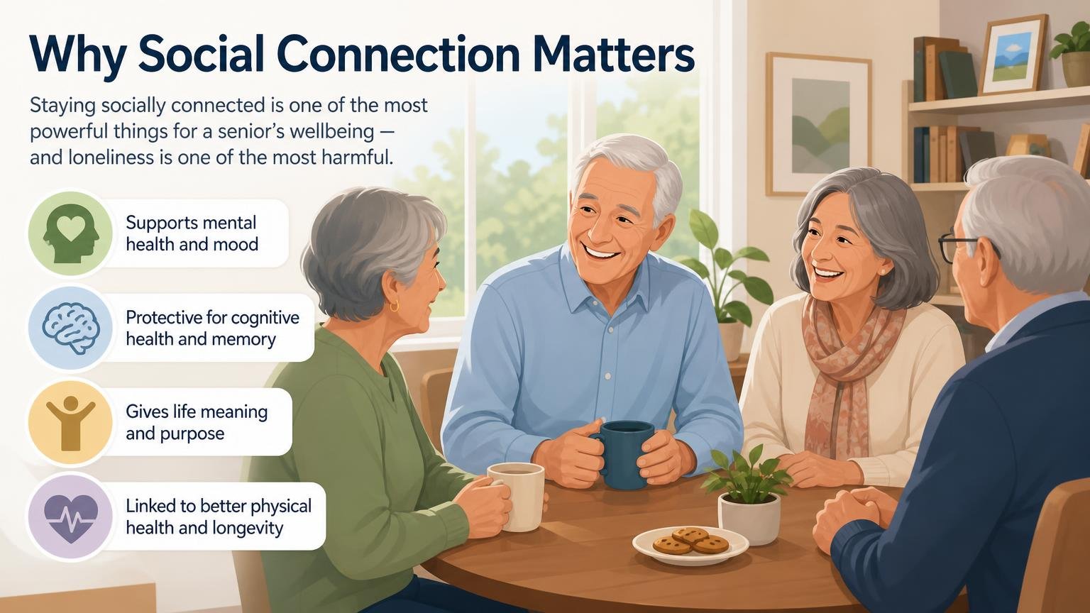 Illustration for Social Activities for Seniors: Staying Connected: Why social connection matters