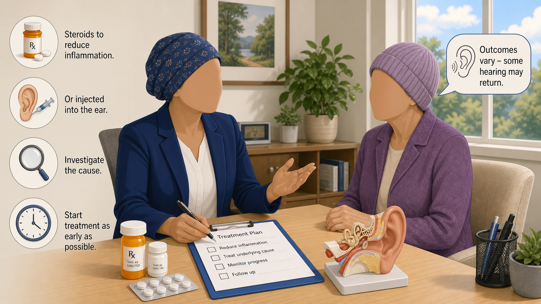 Illustration for Sudden Hearing Loss in Seniors: A Medical Emergency: Treatment and after