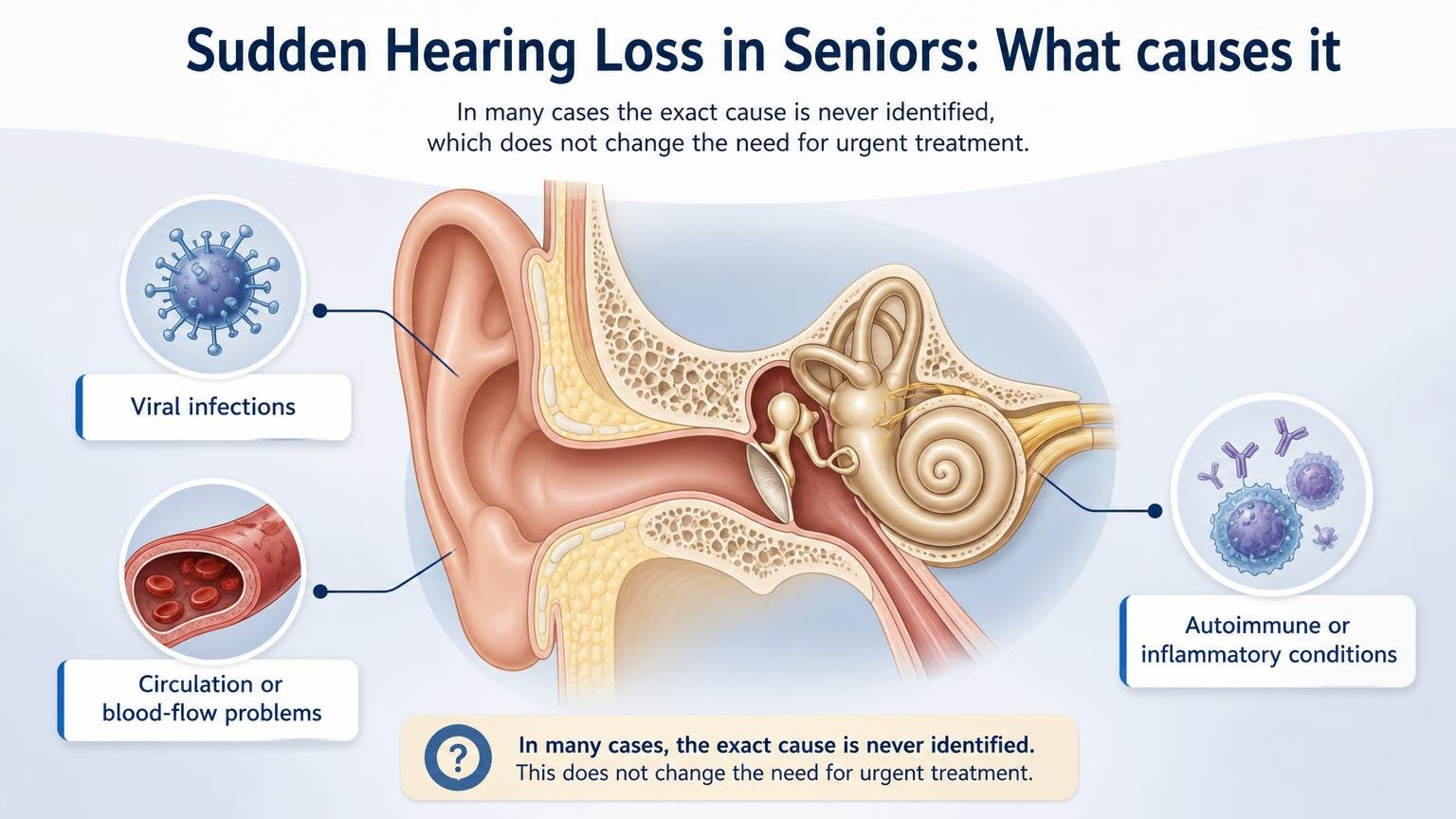 Illustration for Sudden Hearing Loss in Seniors: A Medical Emergency: What causes it