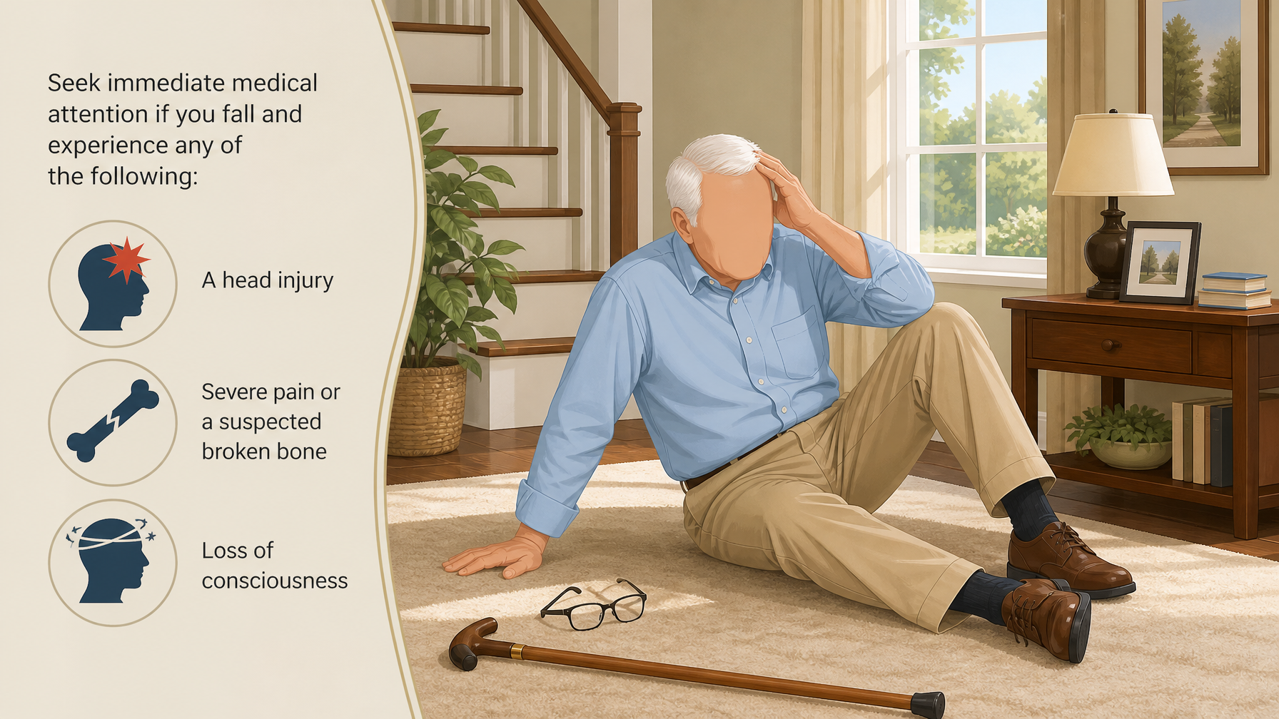 Illustration for Why Is My Dad Falling More Often?: When a fall is urgent