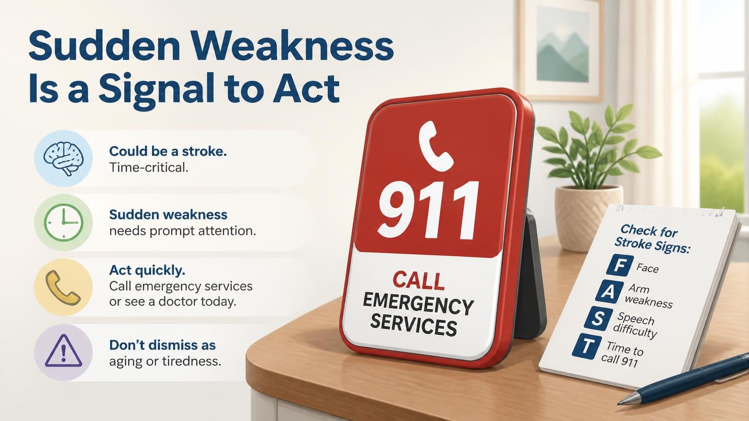 Illustration for Why Is My Elderly Parent Suddenly So Weak?: Sudden weakness is a signal to act