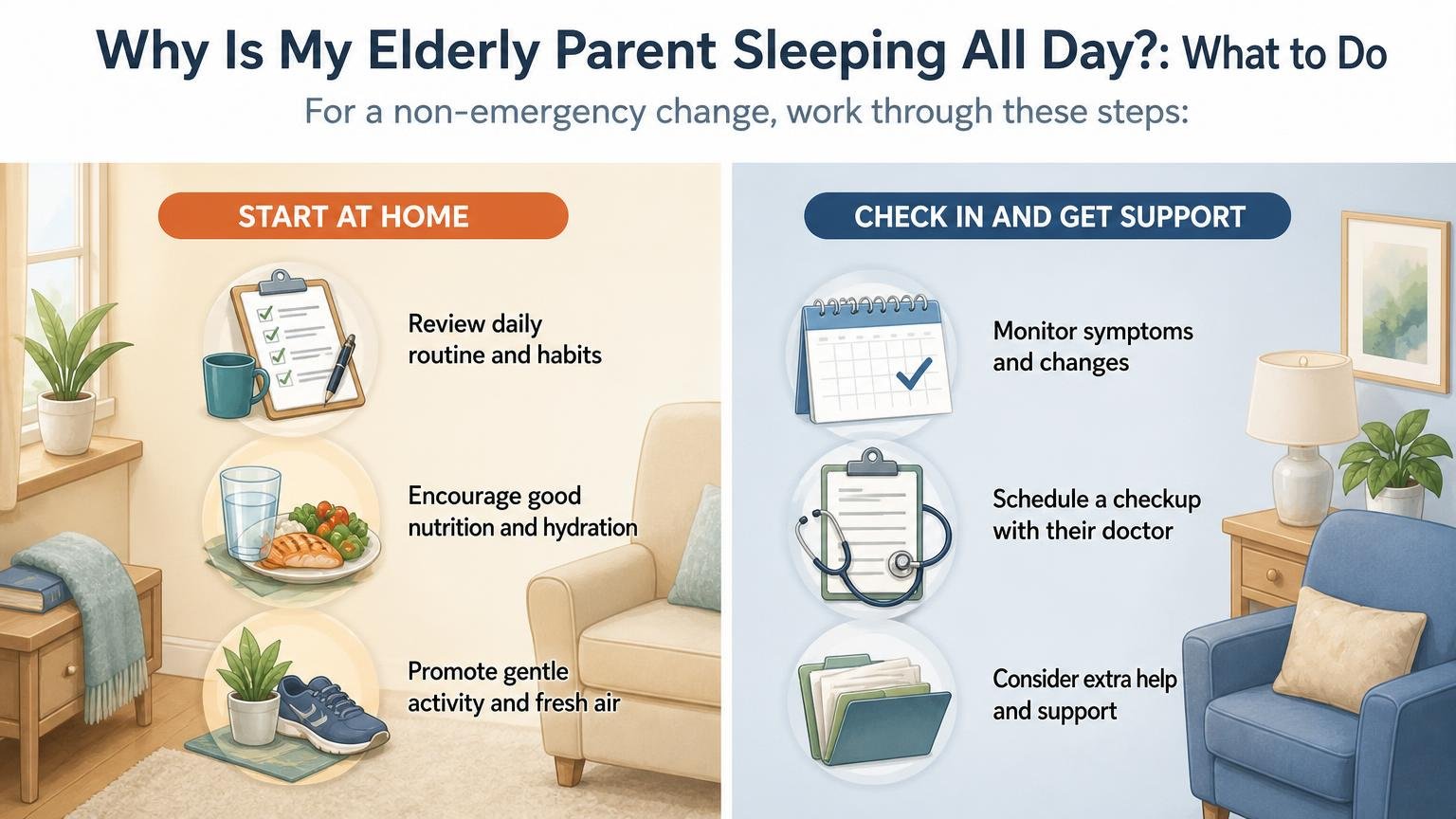 Illustration for Why Is My Elderly Parent Sleeping All Day?: What to do