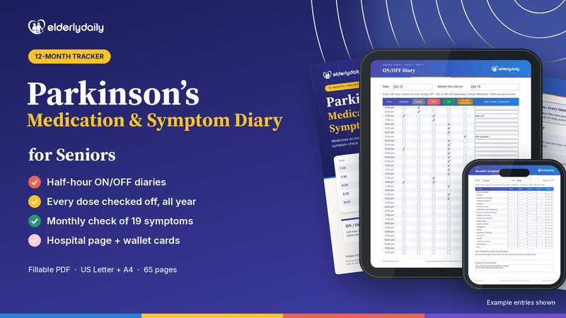 Parkinson’s Medication & Symptom Diary: 12-month ON/OFF, medicine and symptom tracker