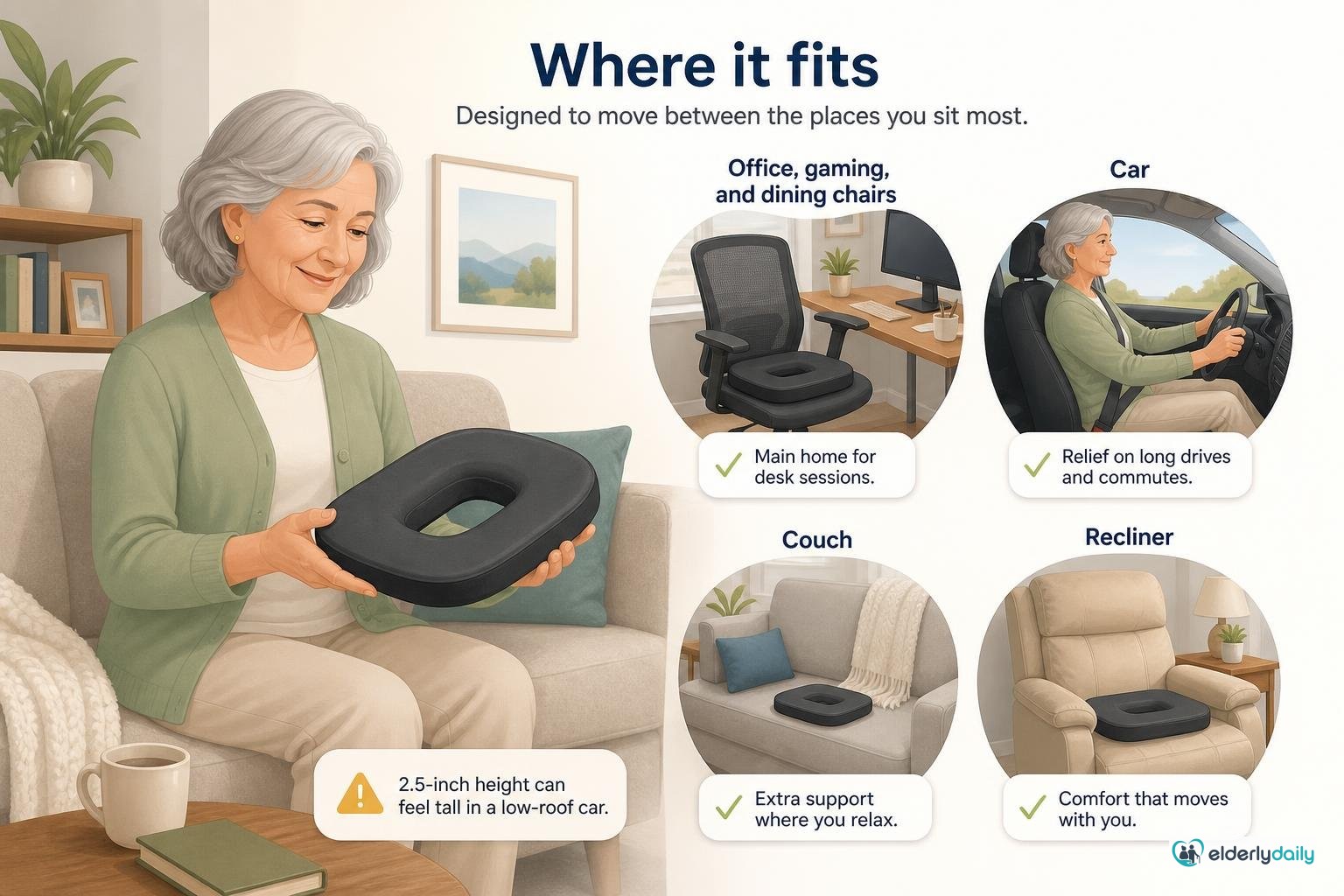 Illustration for Aylio Socket Seat Cushion Review: Best for Sit-Bone Pain (2026): Where it fits