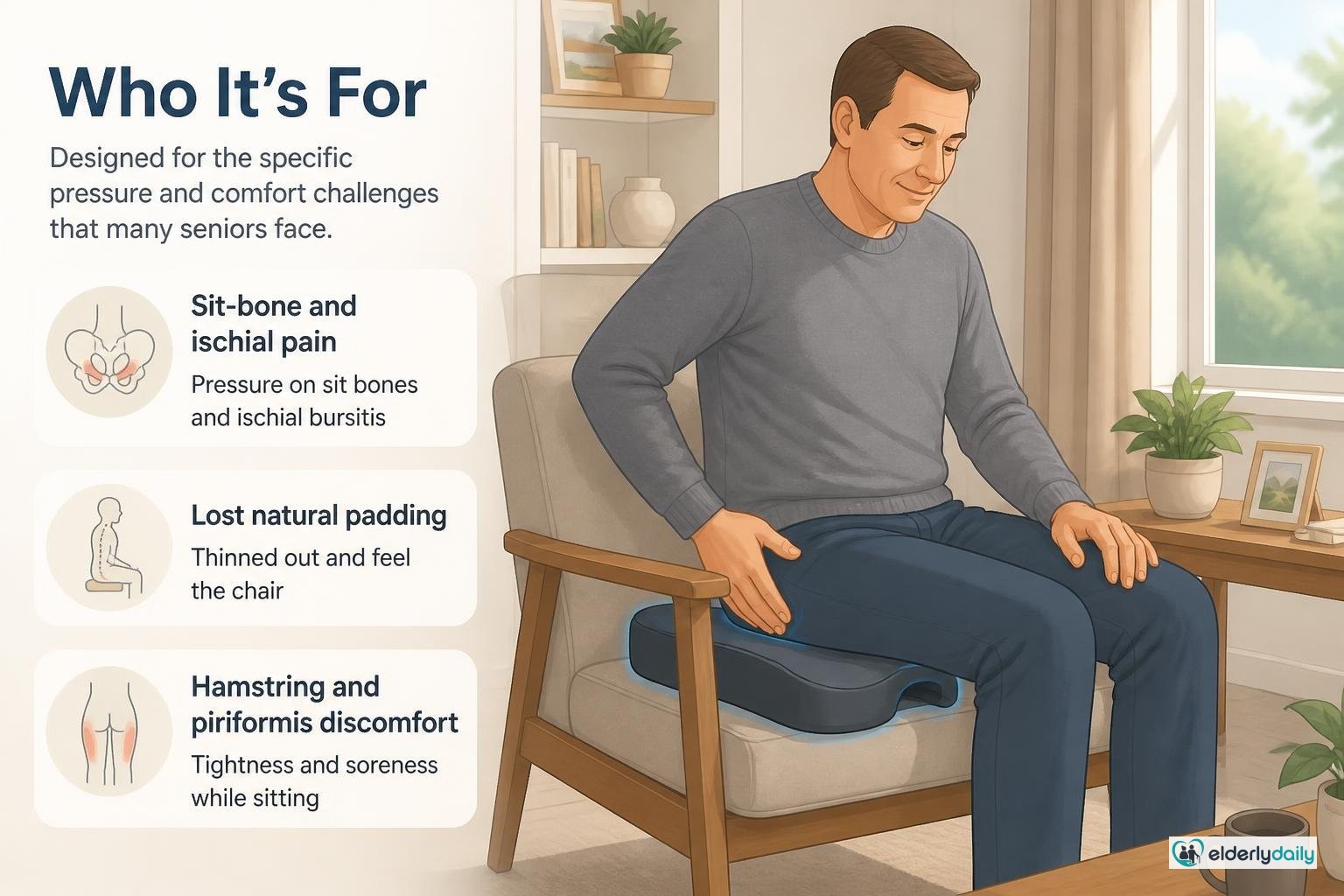 Illustration for Aylio Socket Seat Cushion Review: Best for Sit-Bone Pain (2026): Who it's for