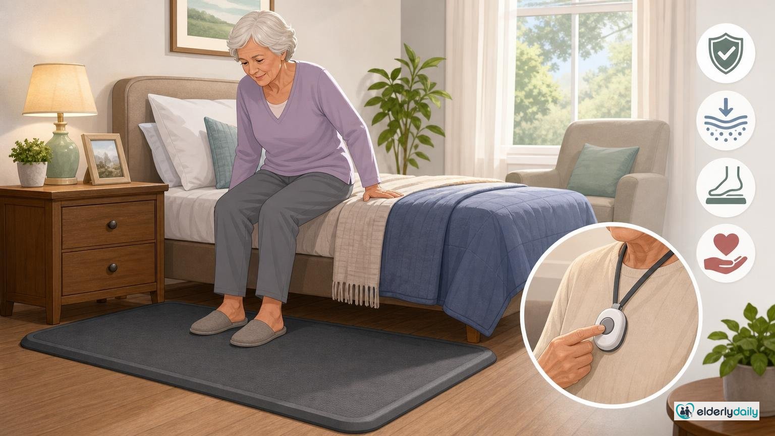 Illustrated review cover — Best Bedside Fall Mats