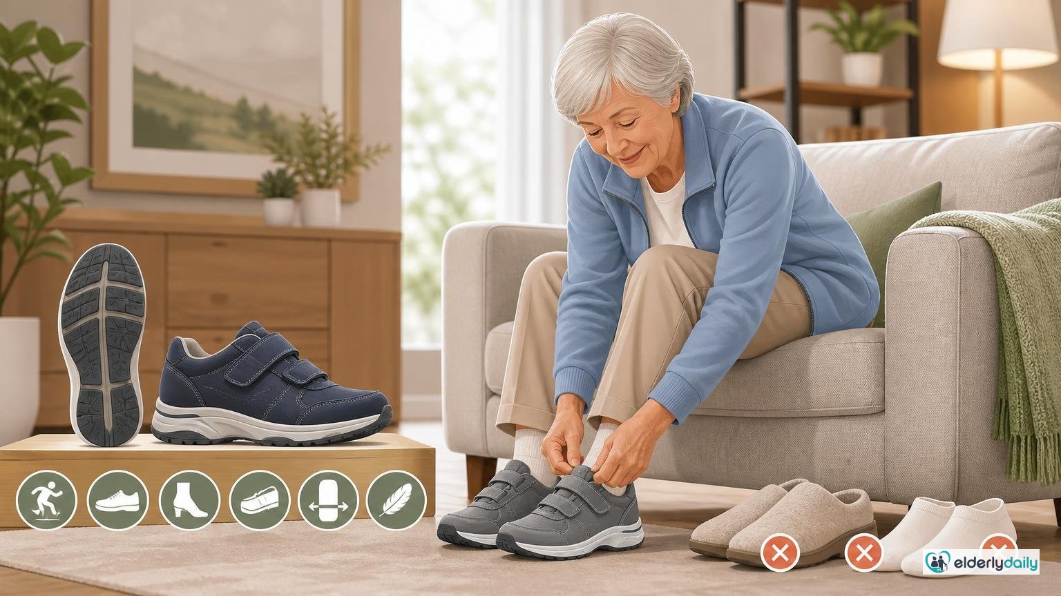 Illustrated review cover — Best Shoes to Prevent Falls