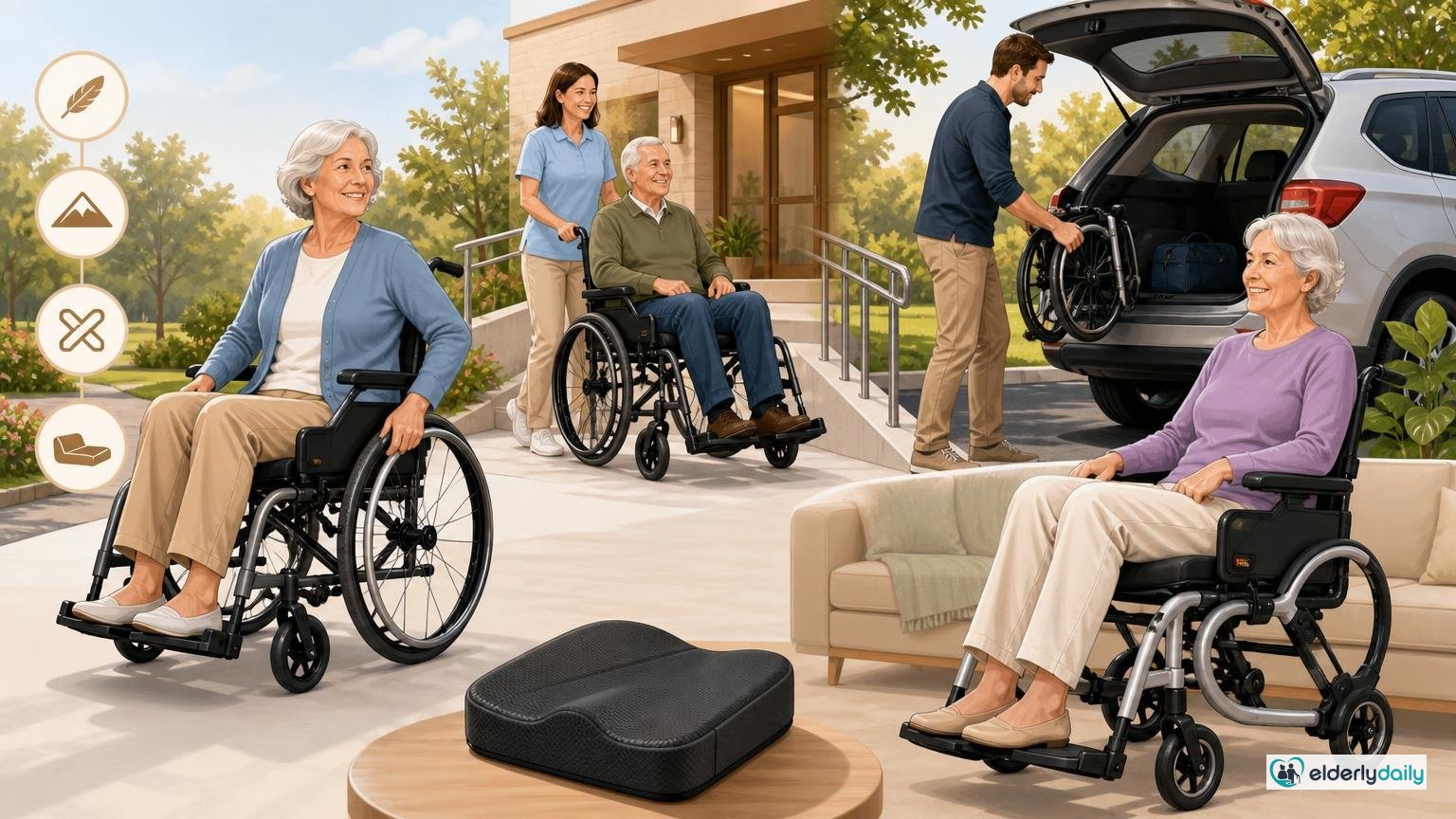 Illustrated review cover — Best Wheelchairs for Elderly