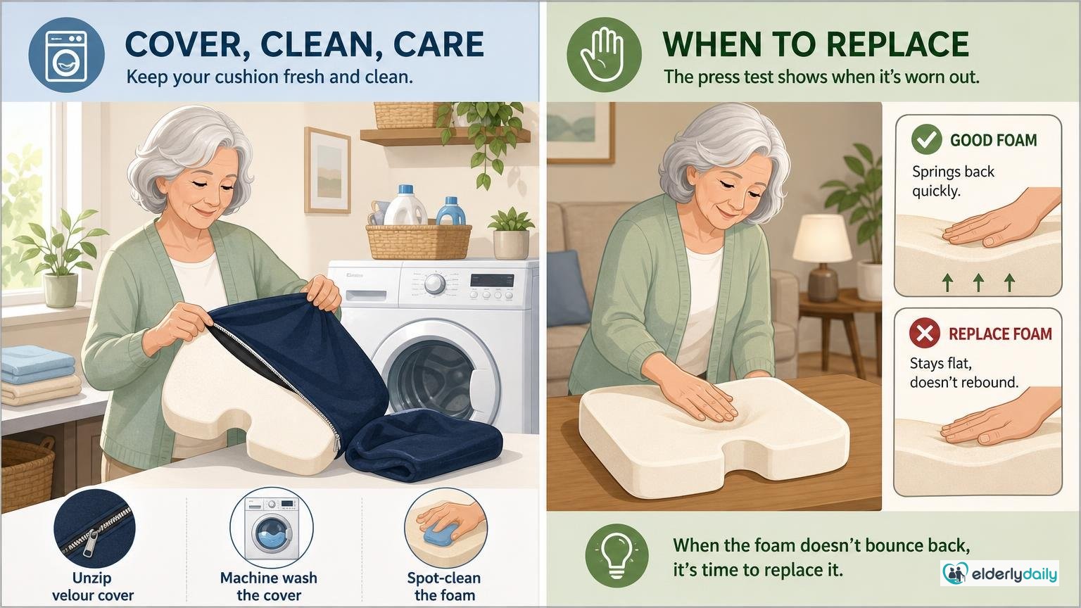 Illustration for ComfiLife Gel Enhanced Memory Foam Seat Cushion Review: Cover, cleaning, and when to replace it