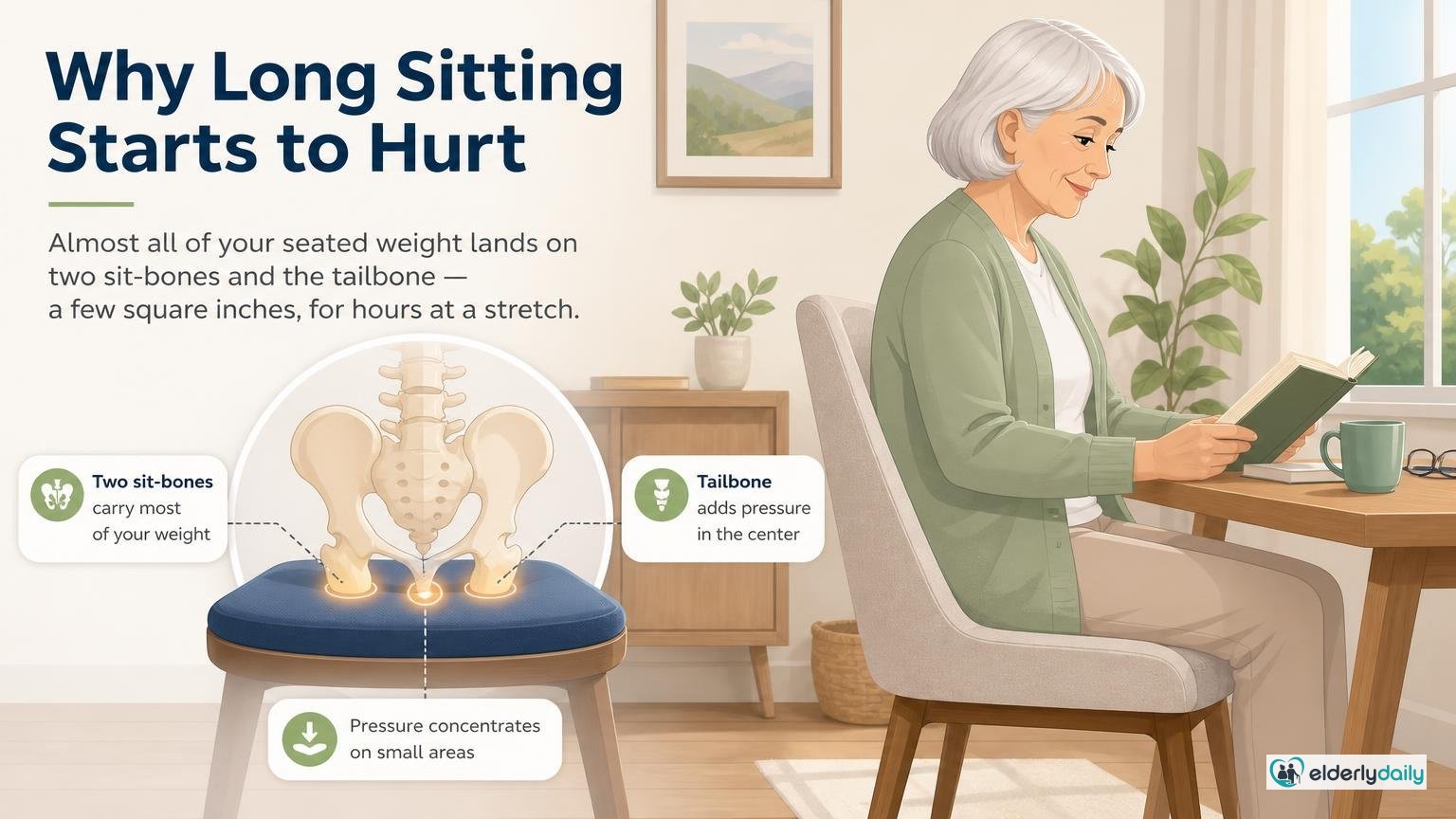 Illustration for ComfiLife Gel Enhanced Memory Foam Seat Cushion Review: Why long sitting starts to hurt in the first place