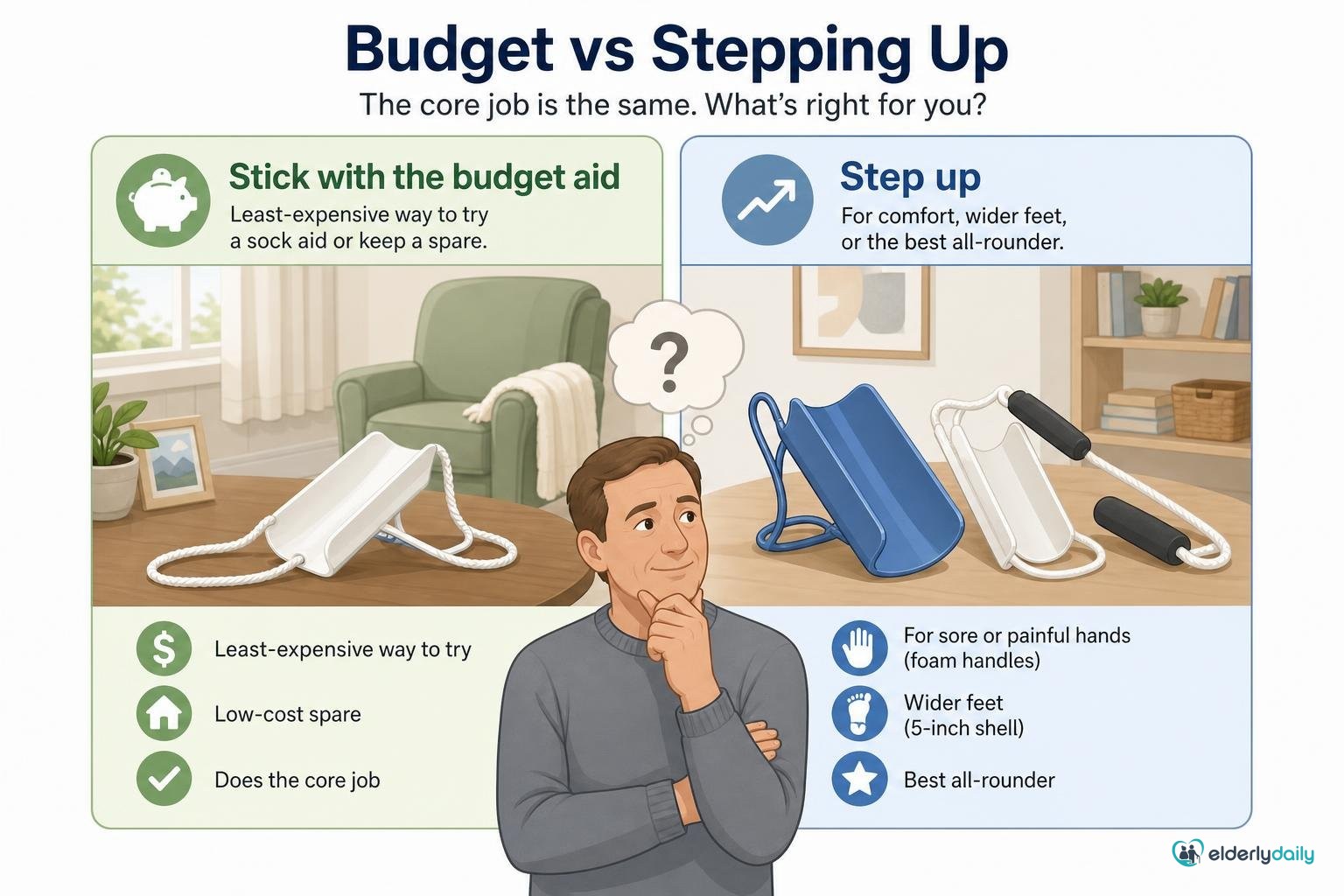 Illustration for DMI Deluxe Sock Aid Review: Best Budget Sock Aid for Seniors (2026): Budget vs stepping up