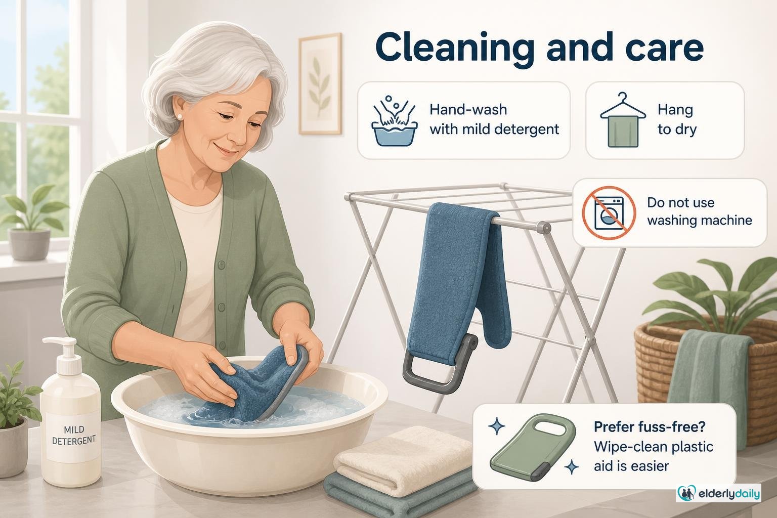 Illustration for DMI Deluxe Sock Aid Review: Best Budget Sock Aid for Seniors (2026): Cleaning and care