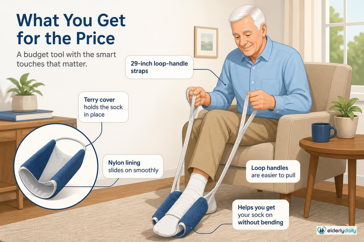 Illustration for DMI Deluxe Sock Aid Review: Best Budget Sock Aid for Seniors (2026): What you get for the price