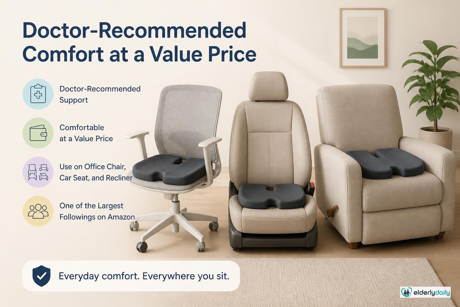 Illustration for Everlasting Comfort Seat Cushion Review: Best Value Pick (2026): Doctor-recommended comfort at a value price