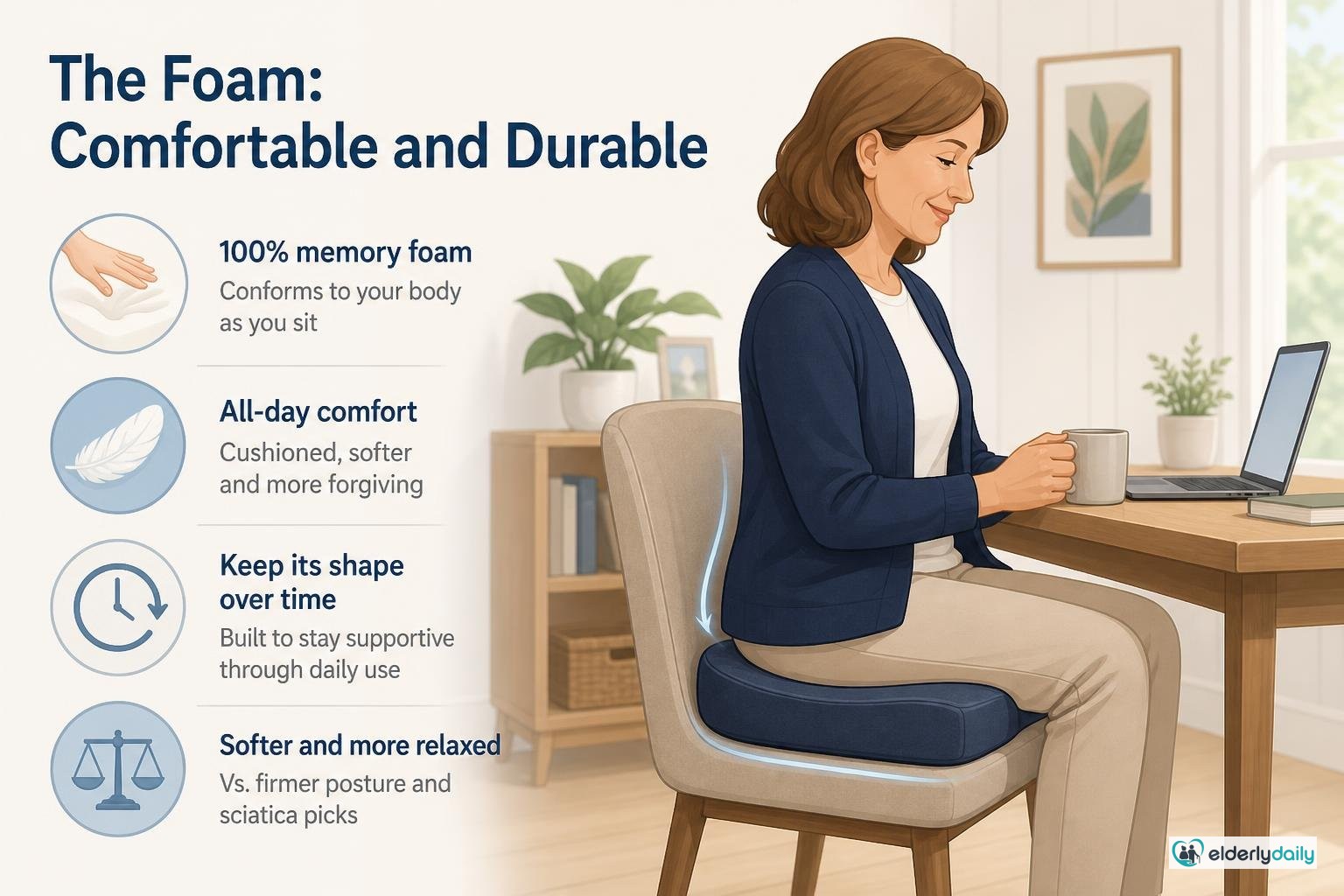 Illustration for Everlasting Comfort Seat Cushion Review: Best Value Pick (2026): The foam: comfortable and durable