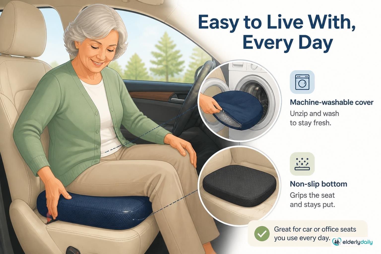 Illustration for Everlasting Comfort Seat Cushion Review: Best Value Pick (2026): Washable cover and non-slip base