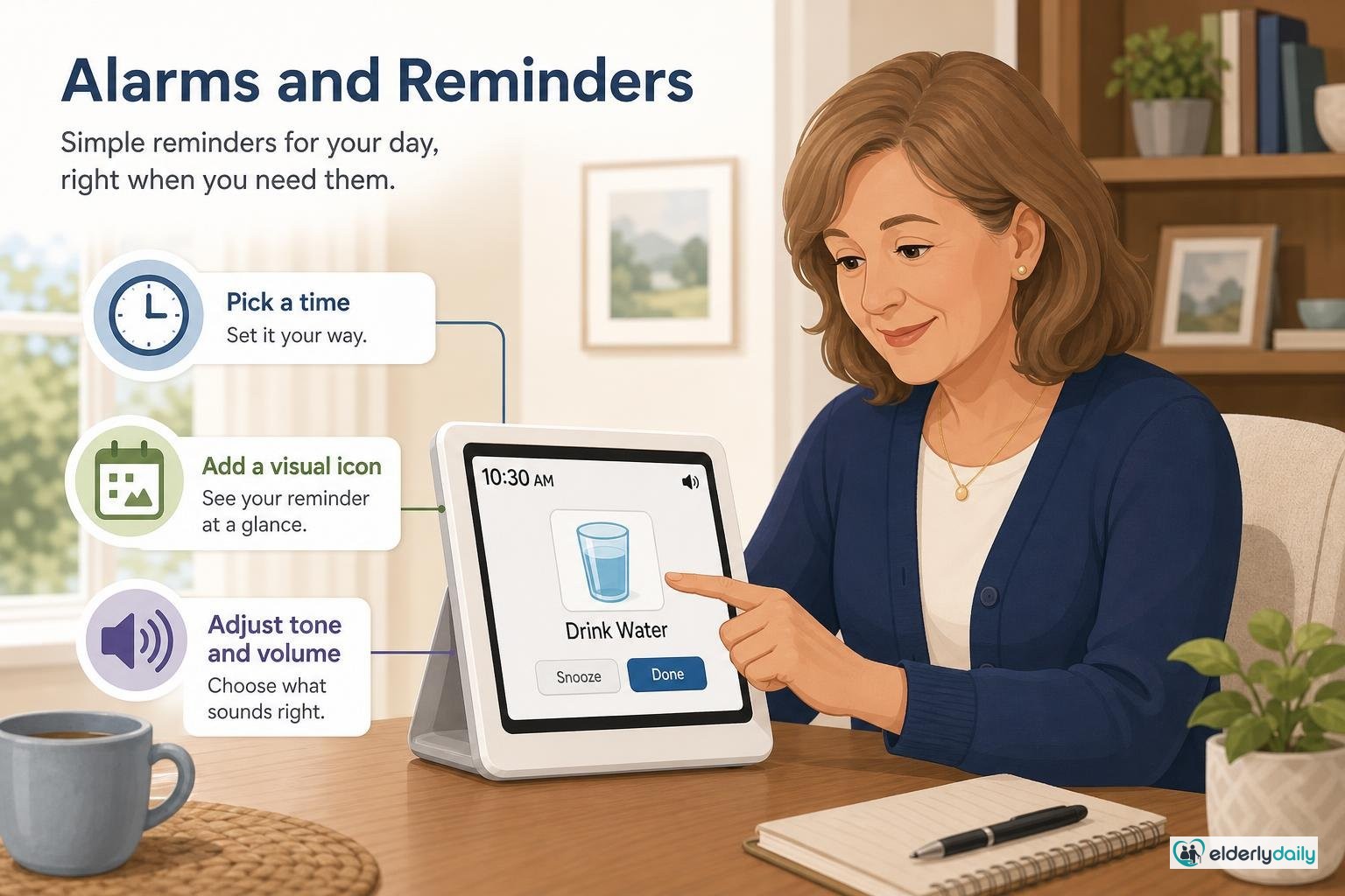 Illustration for 10.1-Inch Extra-Large Dementia Clock Review: Best Big Display (2026): Alarms and reminders