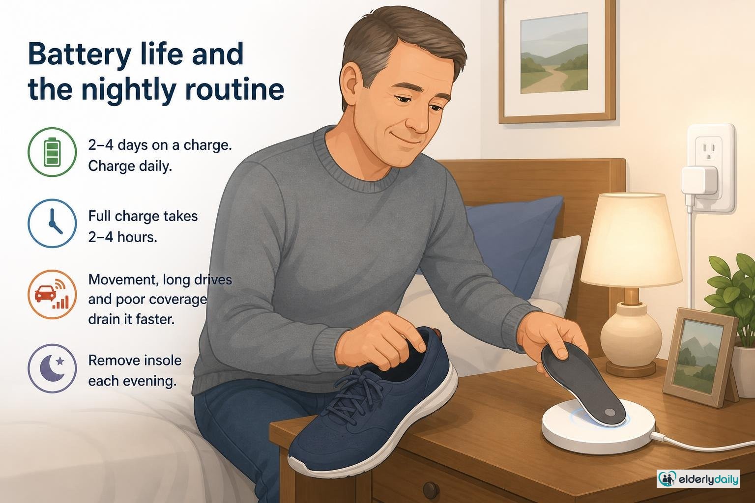 Illustration for GPS SmartSole Review: Battery life and the nightly routine