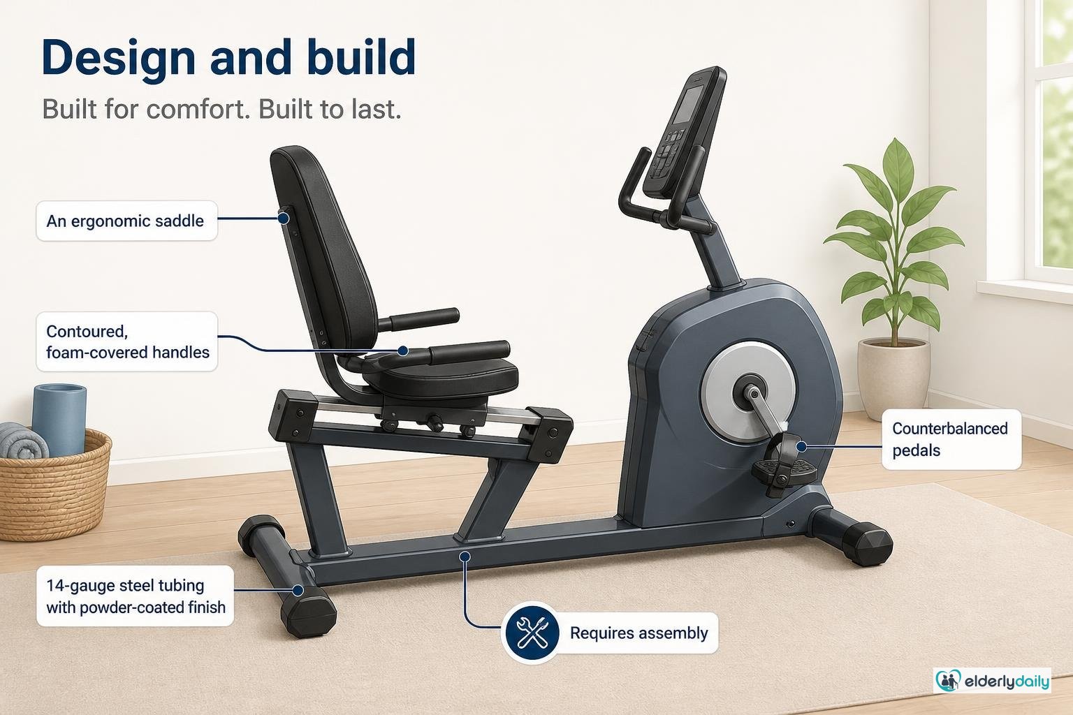 Illustration for Marcy Recumbent Exercise Bike Review: Best Overall for Seniors (2026): Design and build