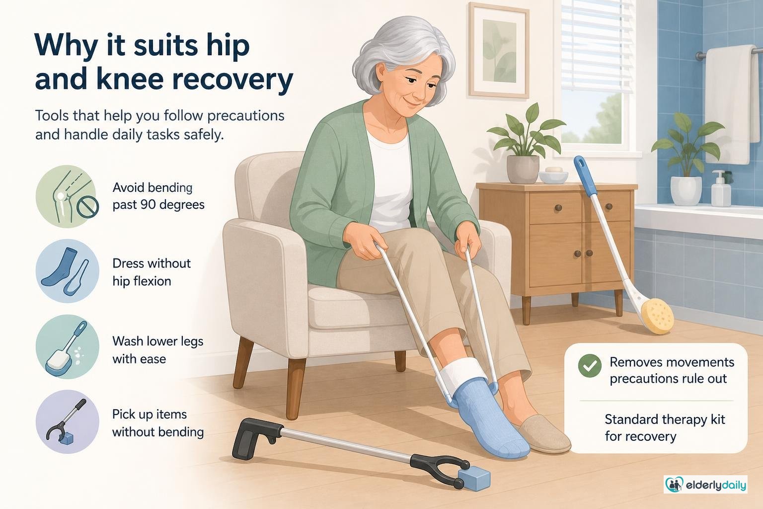 Illustration for RMS 4-Piece Hip Kit Review: Best for Hip Replacement Recovery (2026): Why it suits hip and knee recovery
